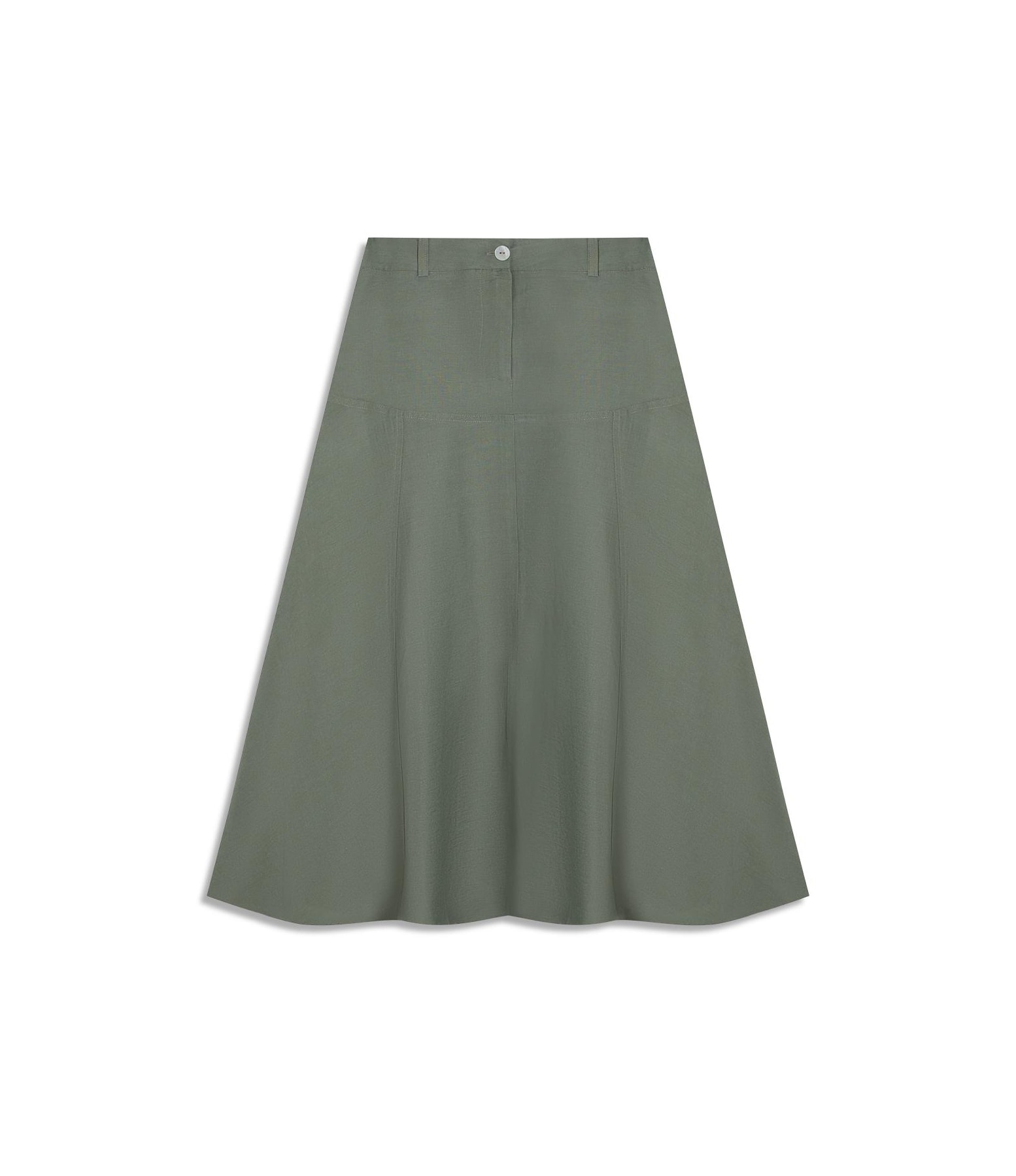 Saia Linho  Pilar  Liso Verde Militar