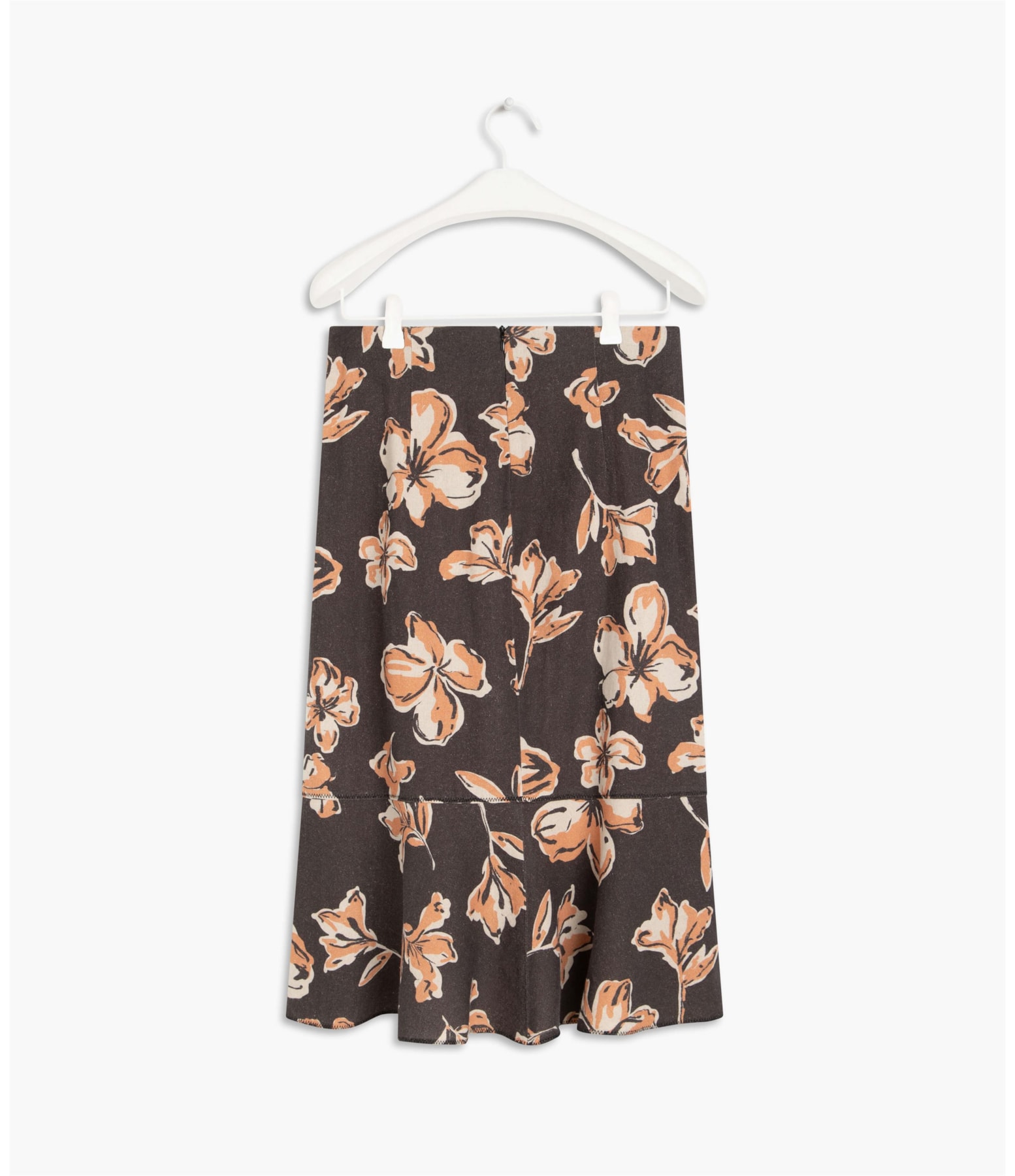 Saia Linho  Ruby Est Floral Rabisco Grafite
