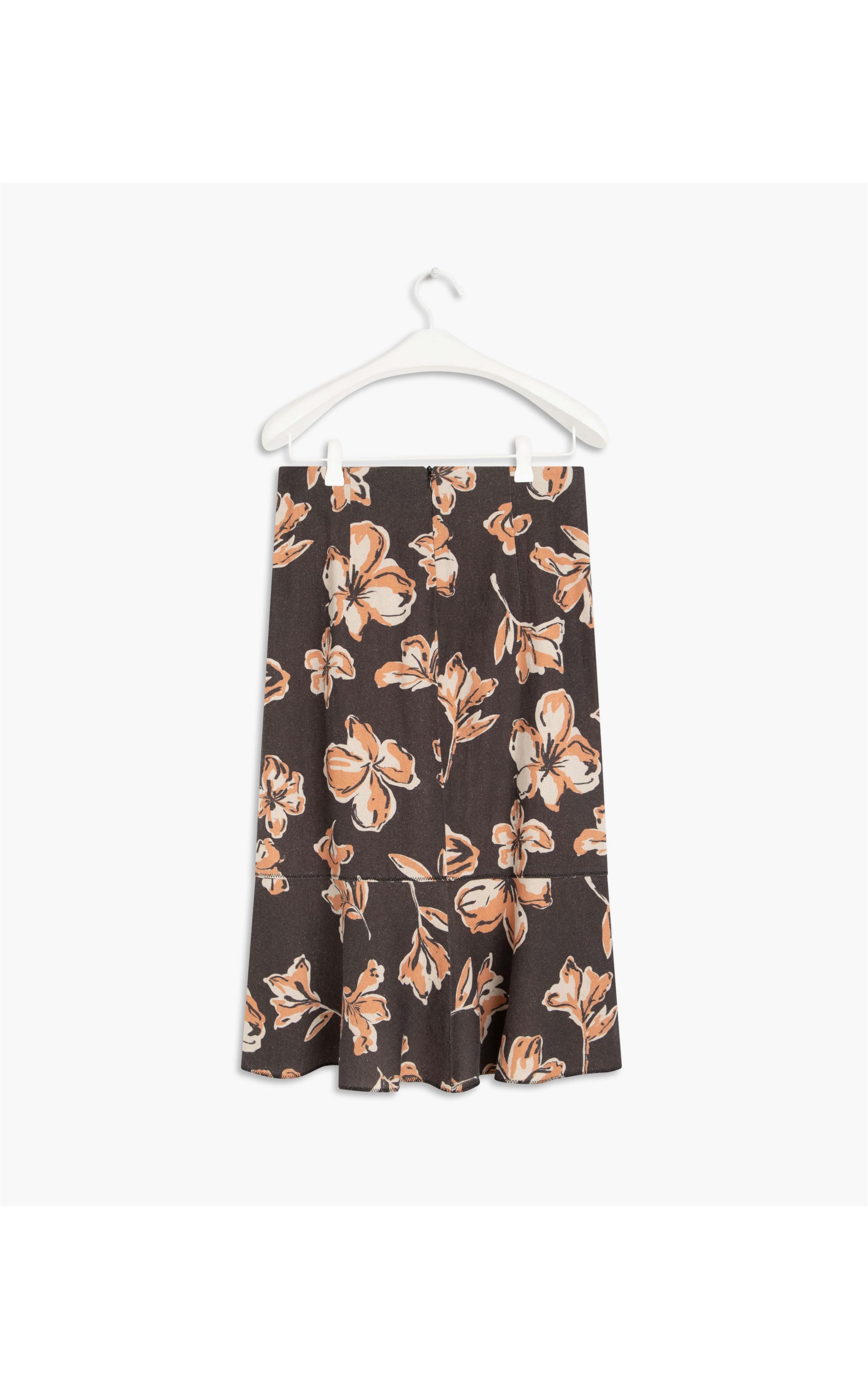 Saia Linho  Ruby Est Floral Rabisco Grafite