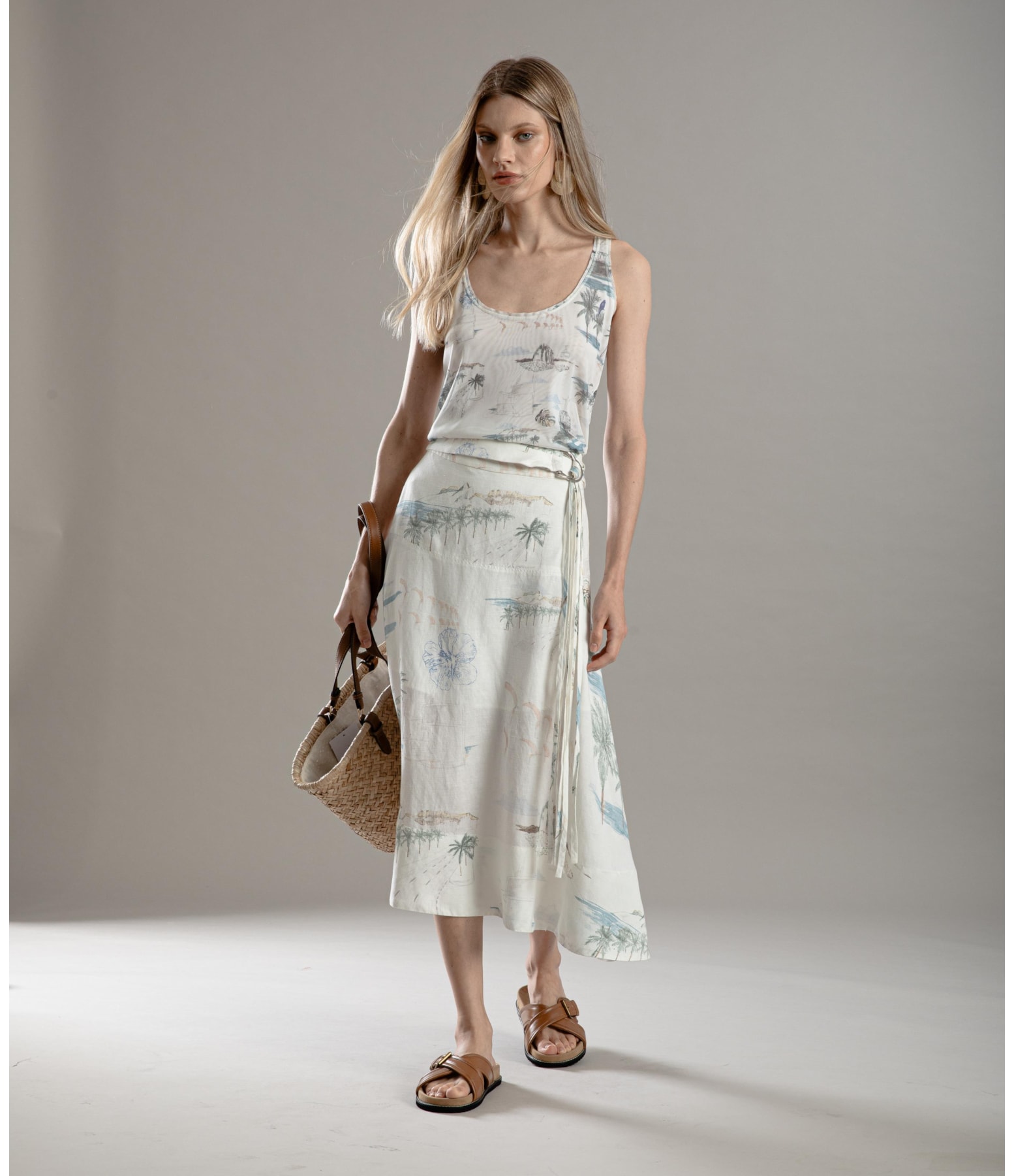 Saia Linho  Sofia  Est Spot Branco