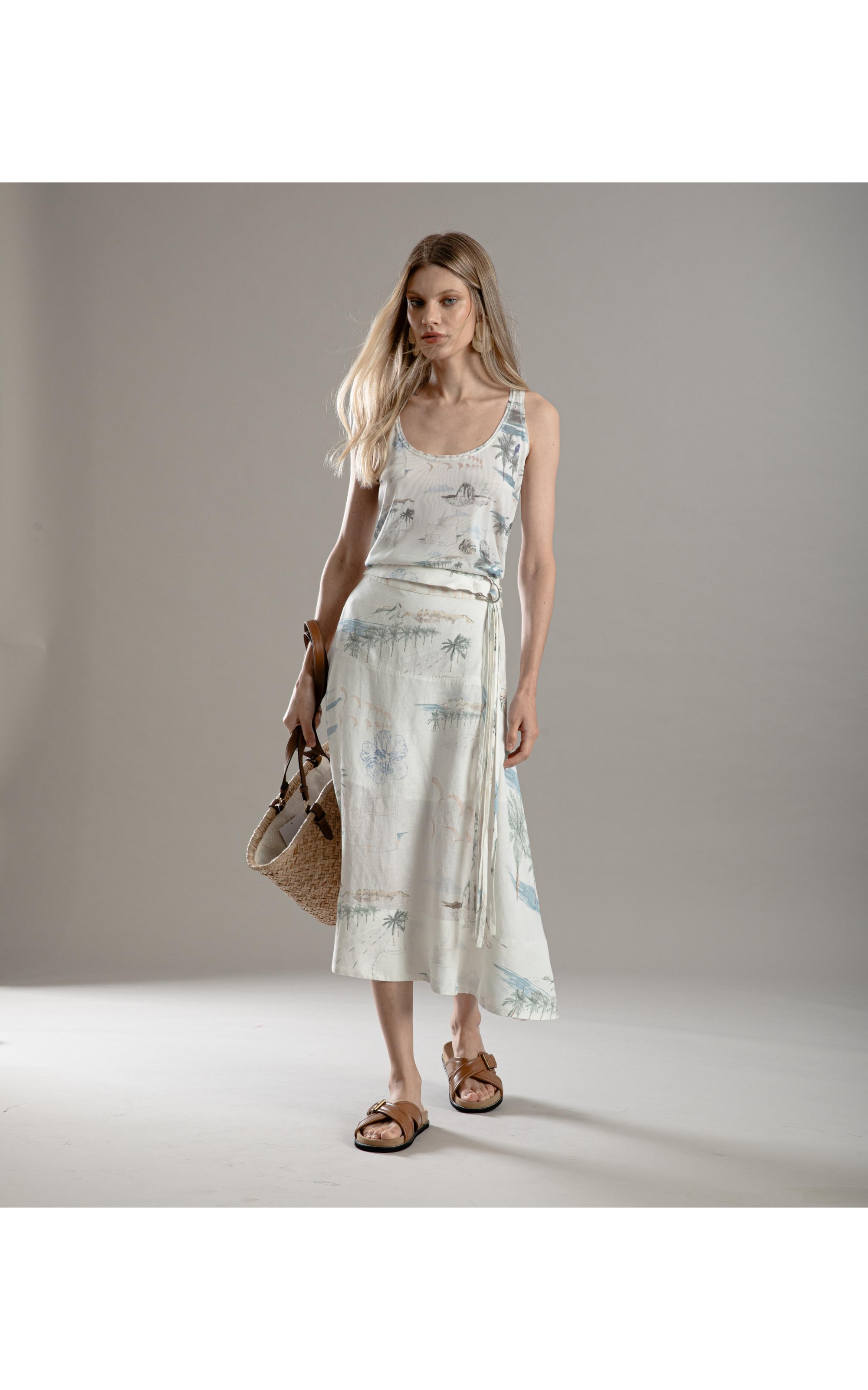 Saia Linho  Sofia  Est Spot Branco