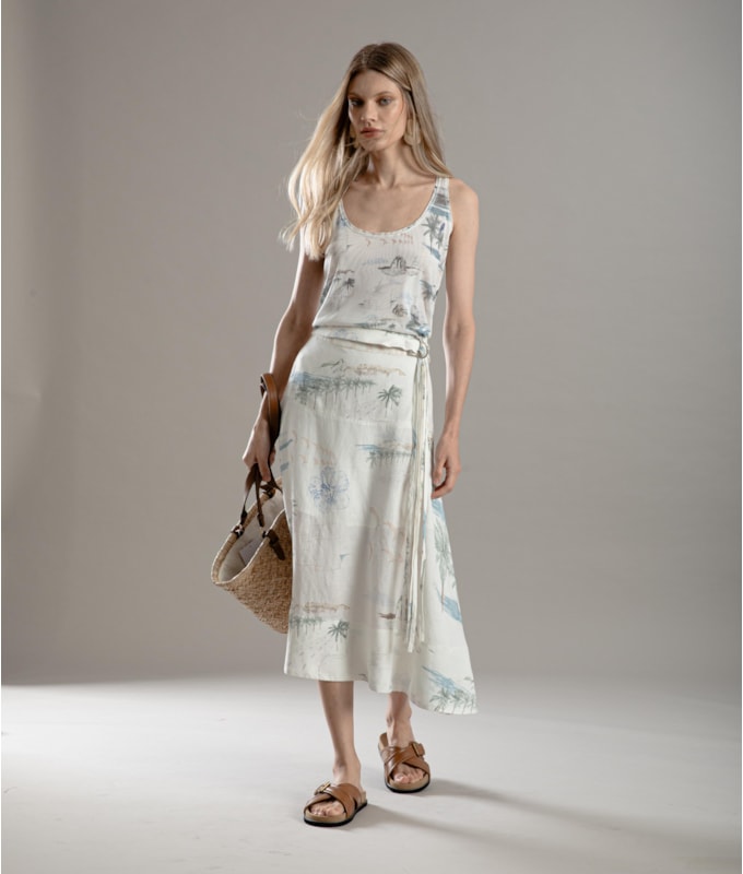 Saia Linho  Sofia  Est Spot Branco