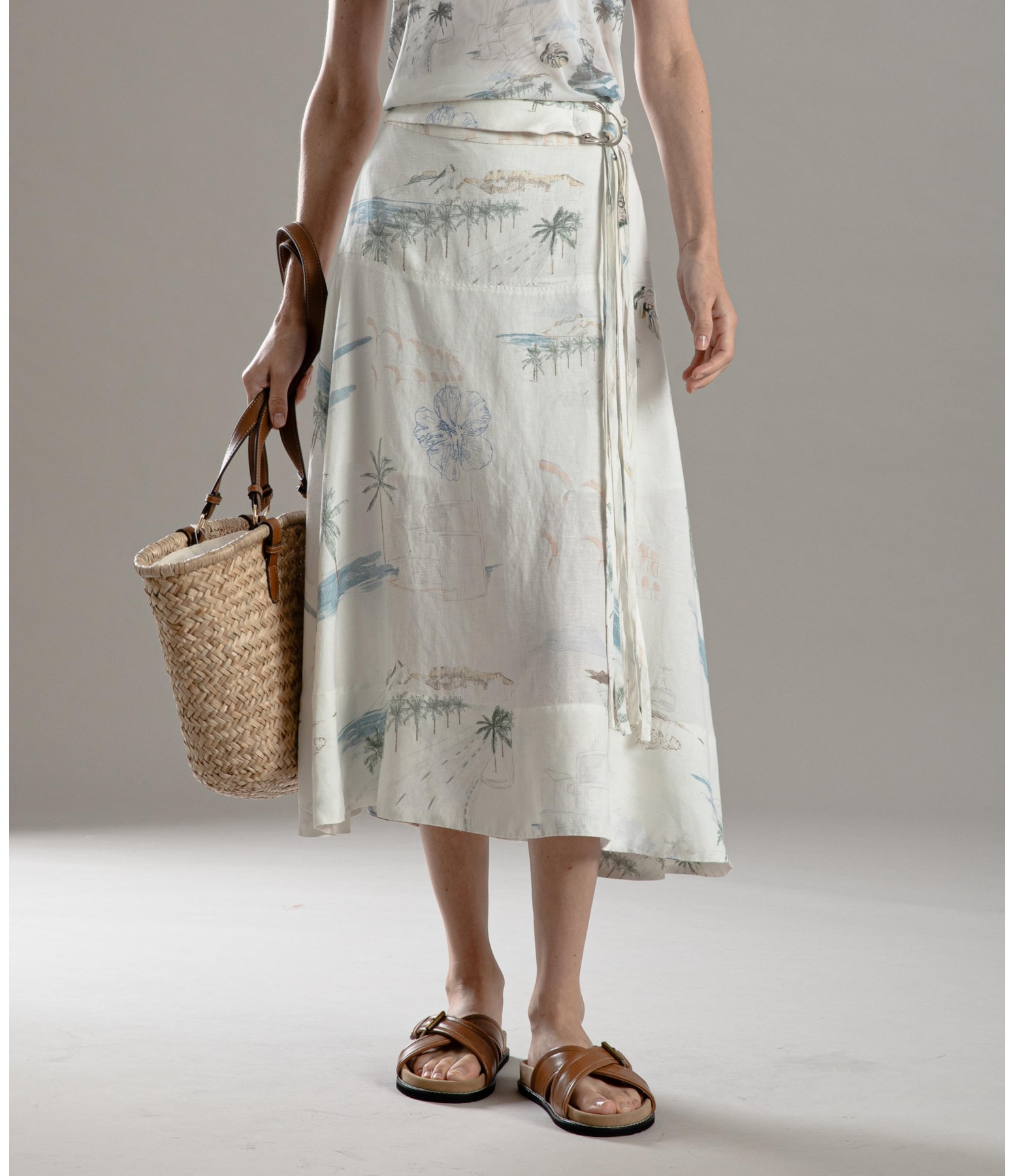 Saia Linho  Sofia  Est Spot Branco