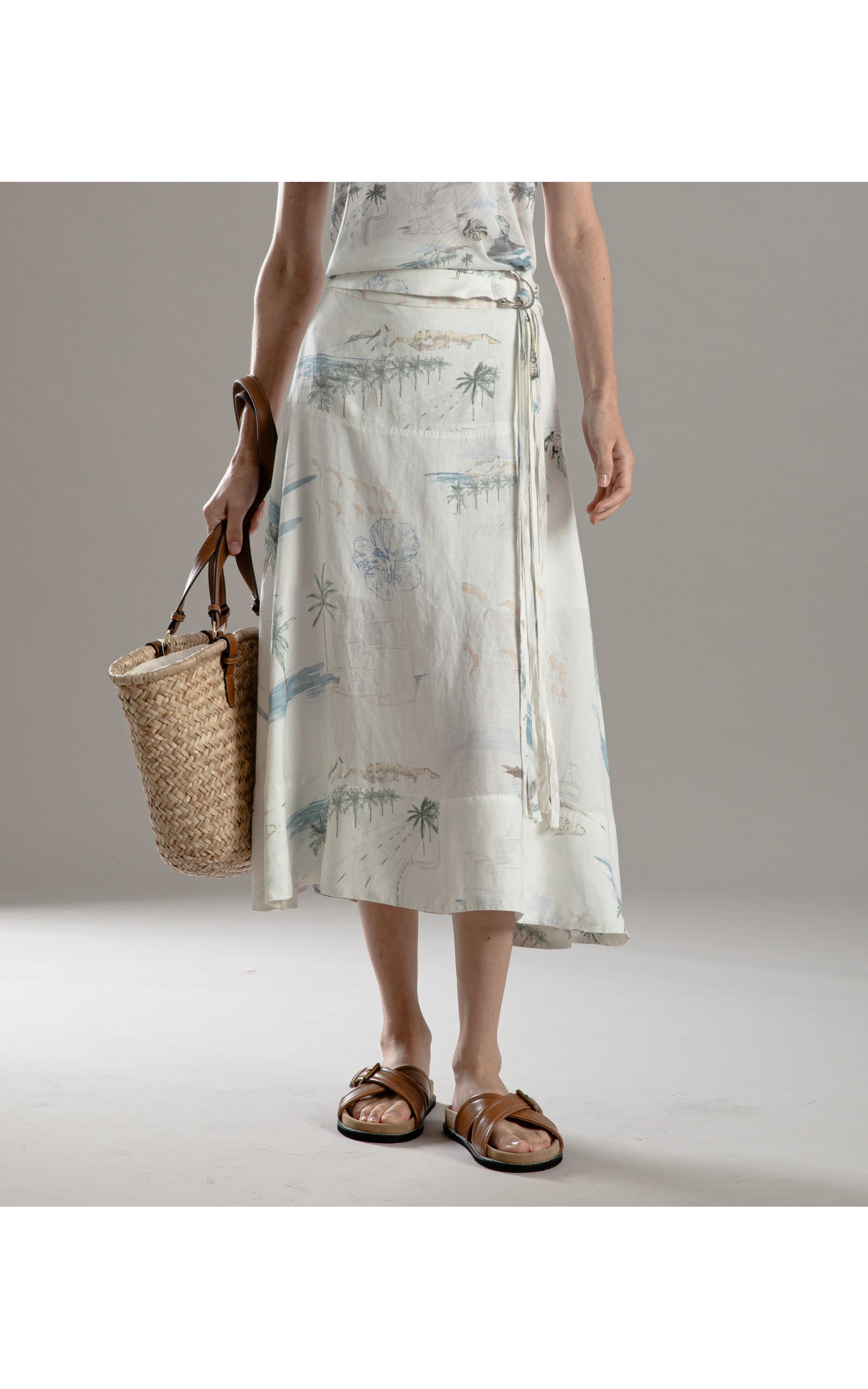 Saia Linho  Sofia  Est Spot Branco