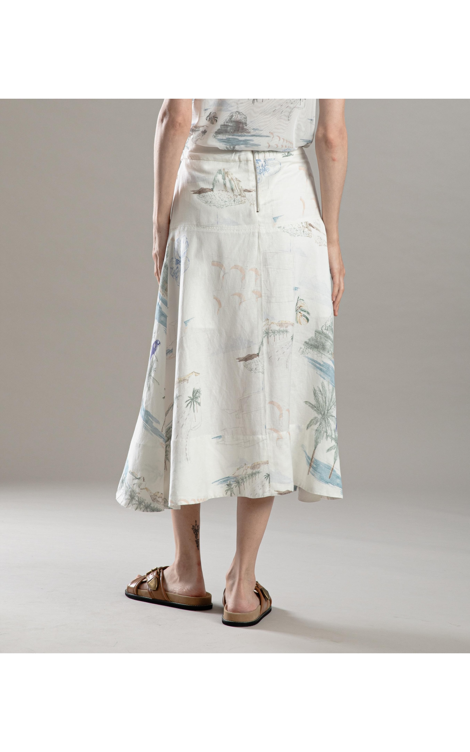 Saia Linho  Sofia  Est Spot Branco