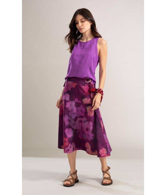 Saia Linho  Sofia  Est Velvet Beringela