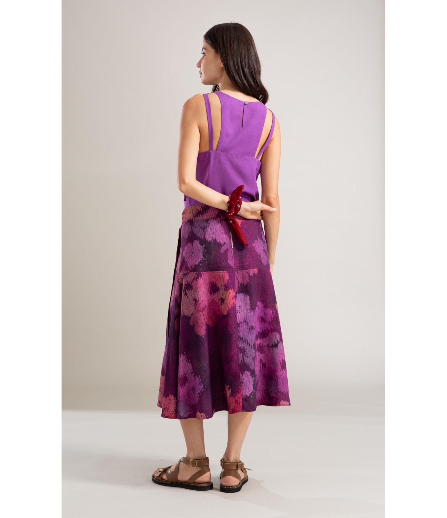 Saia Linho  Sofia  Est Velvet Beringela