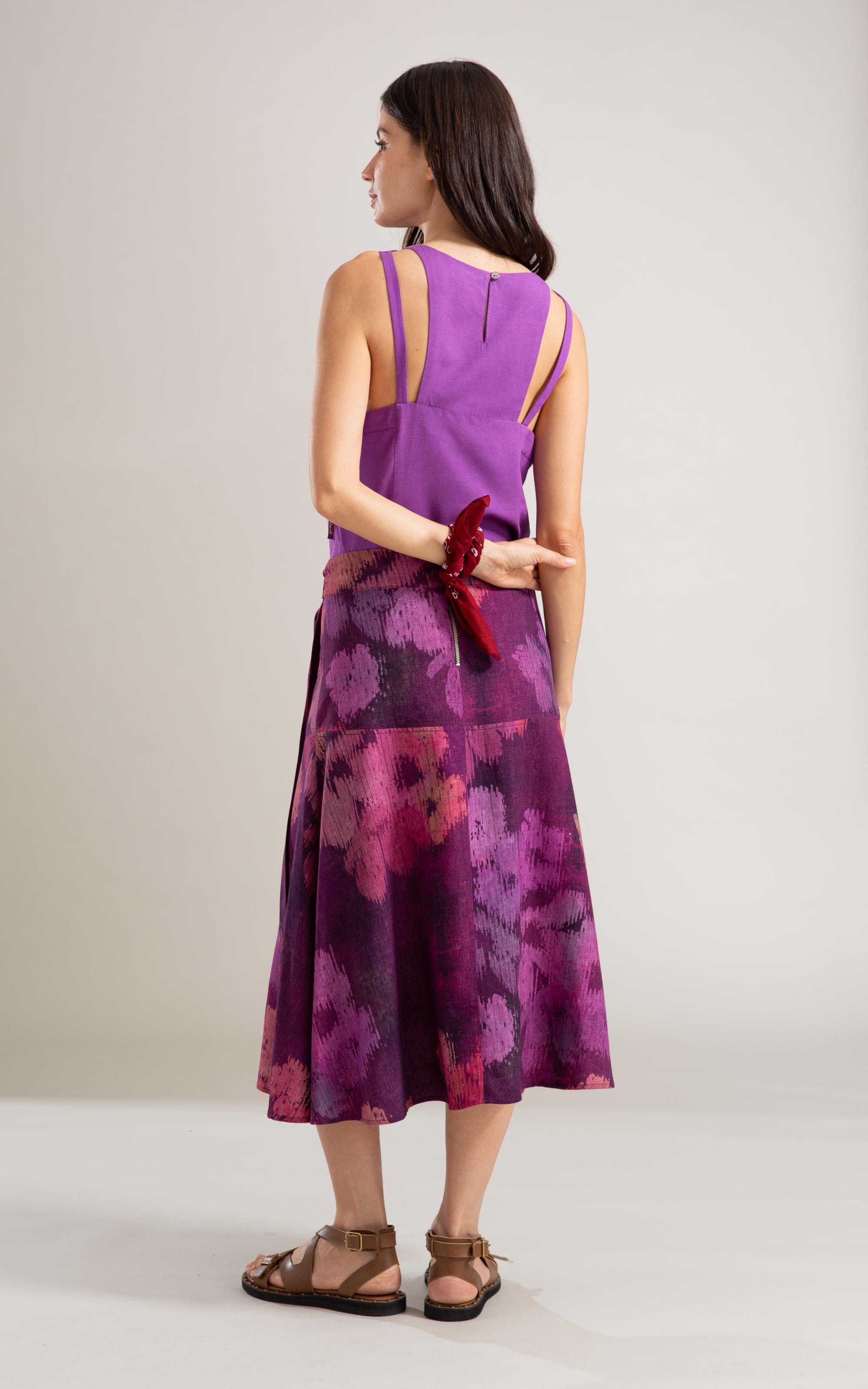 Saia Linho  Sofia  Est Velvet Beringela