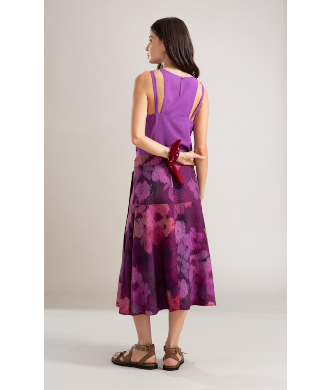 Saia Linho  Sofia  Est Velvet Beringela