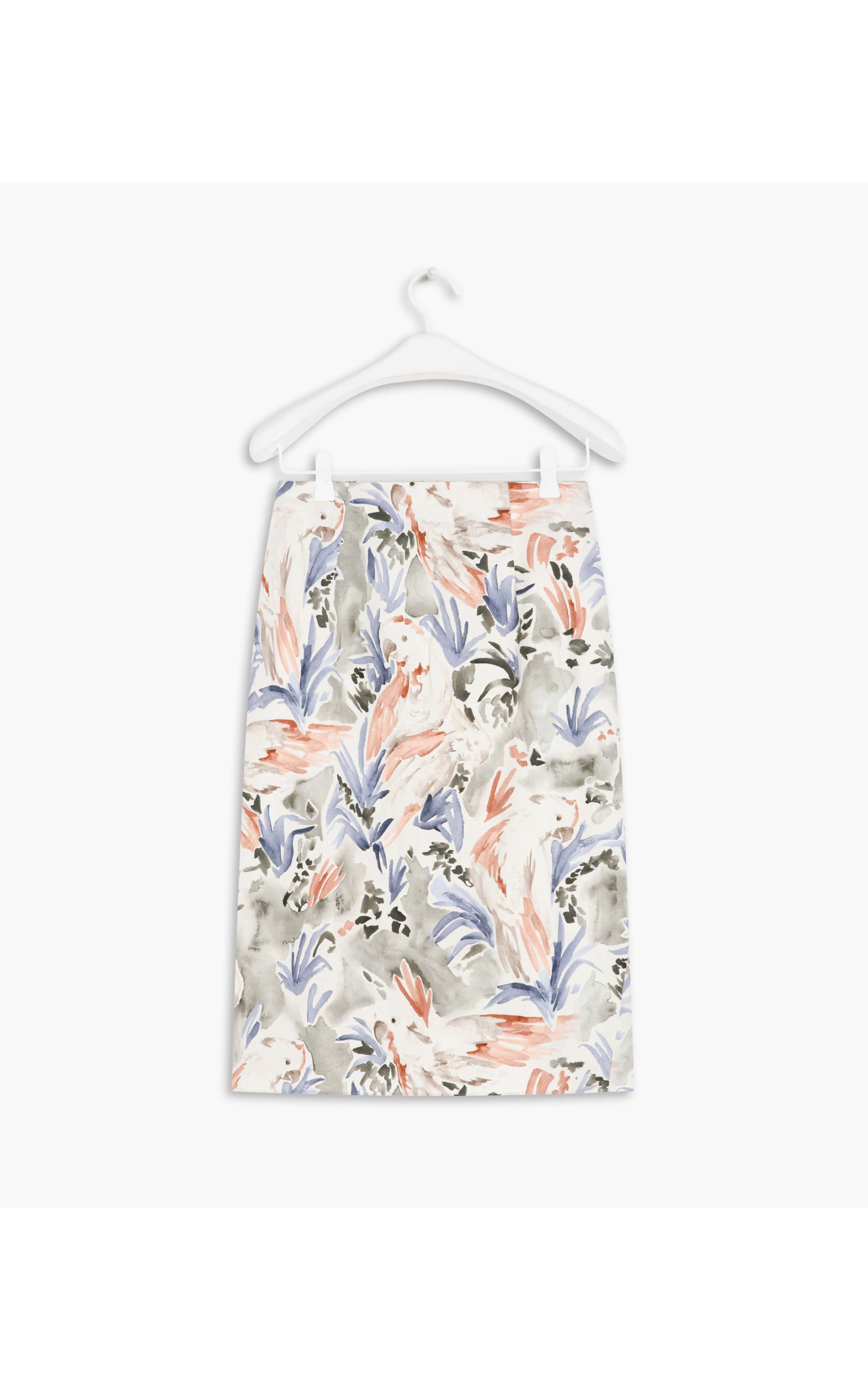 Saia Linho  Soupe  Estampa Araras Verde Army