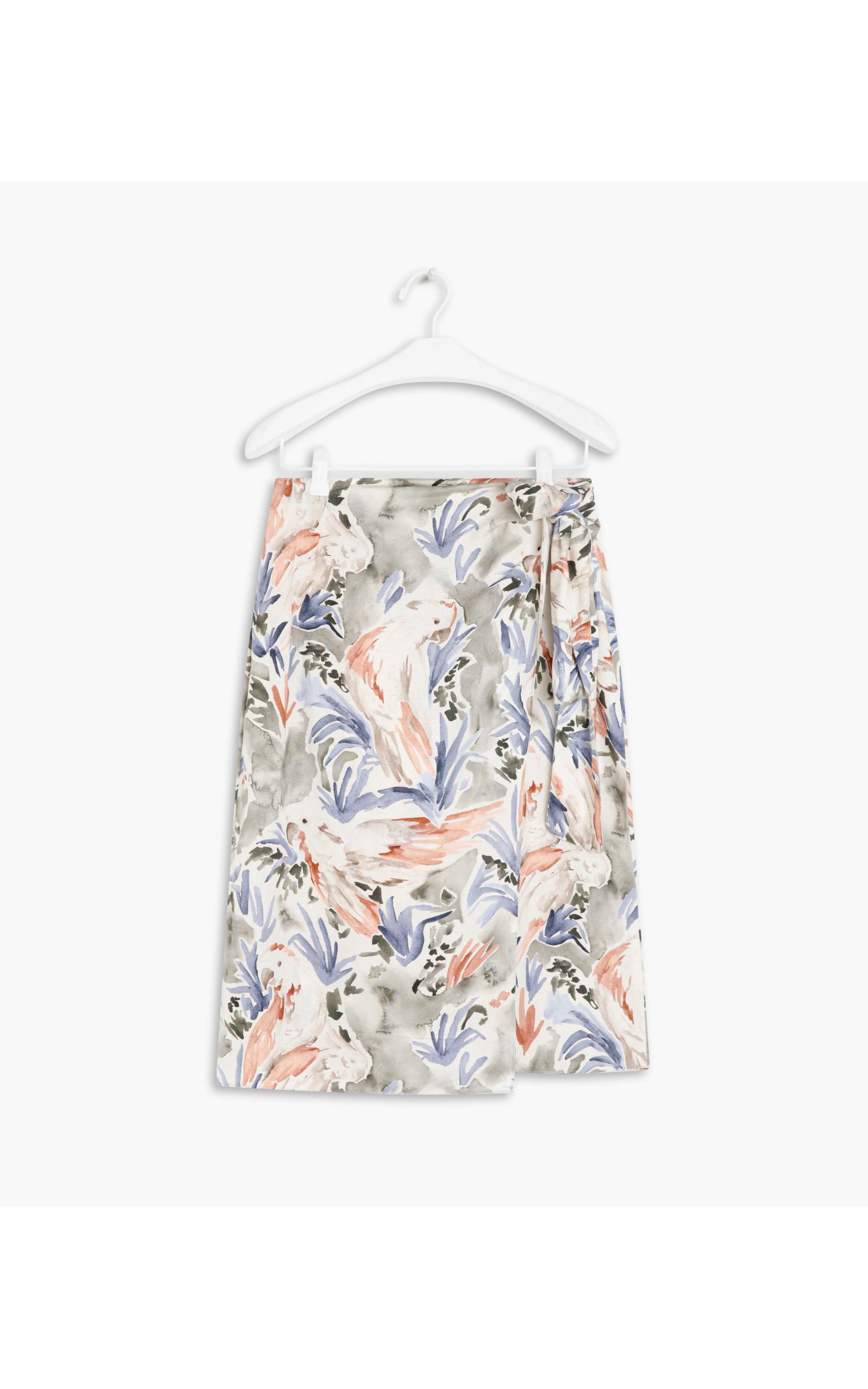 Saia Linho  Soupe  Estampa Araras Verde Army