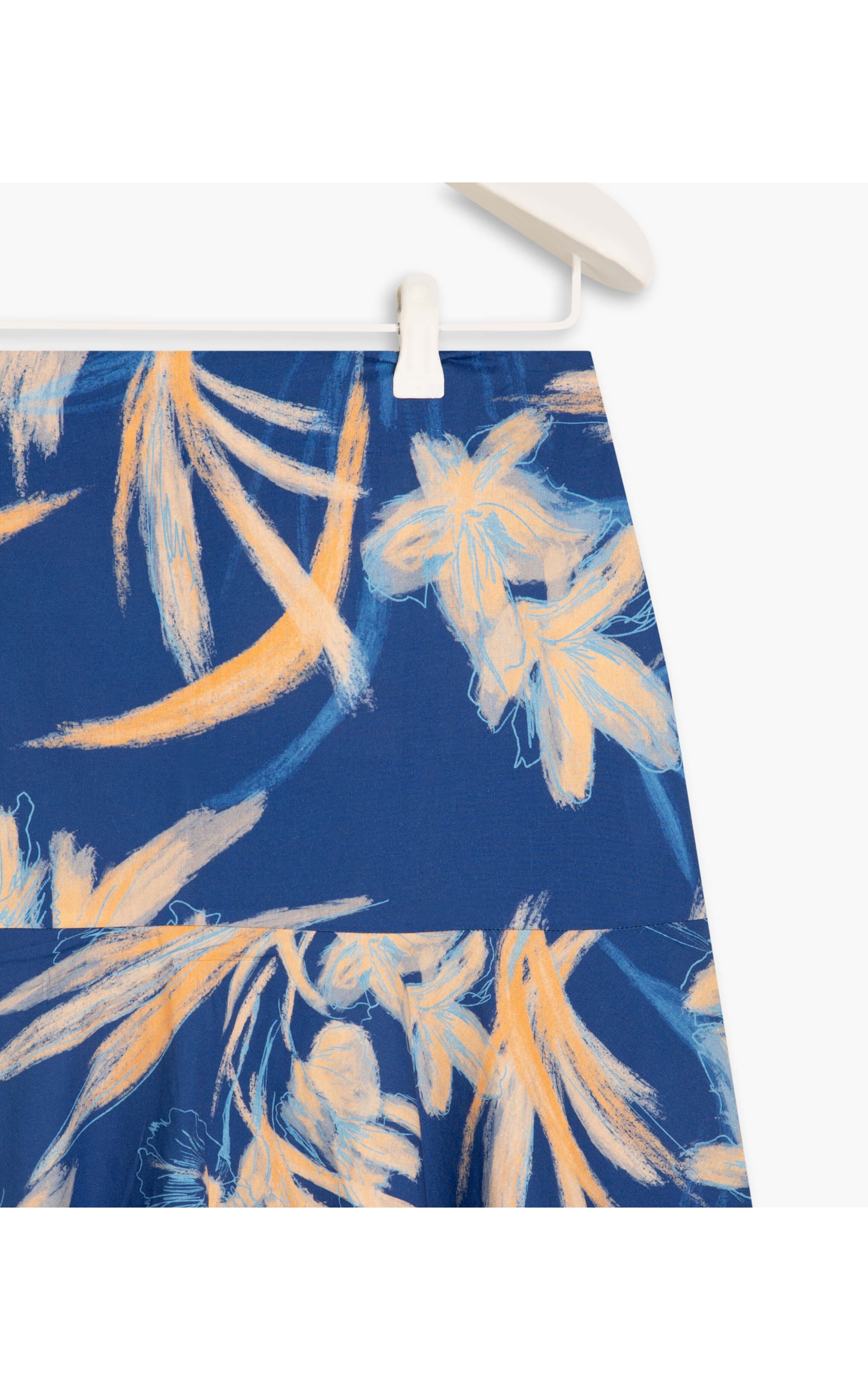 Saia Olivia Algodão Est Garden Lines Azul Bic