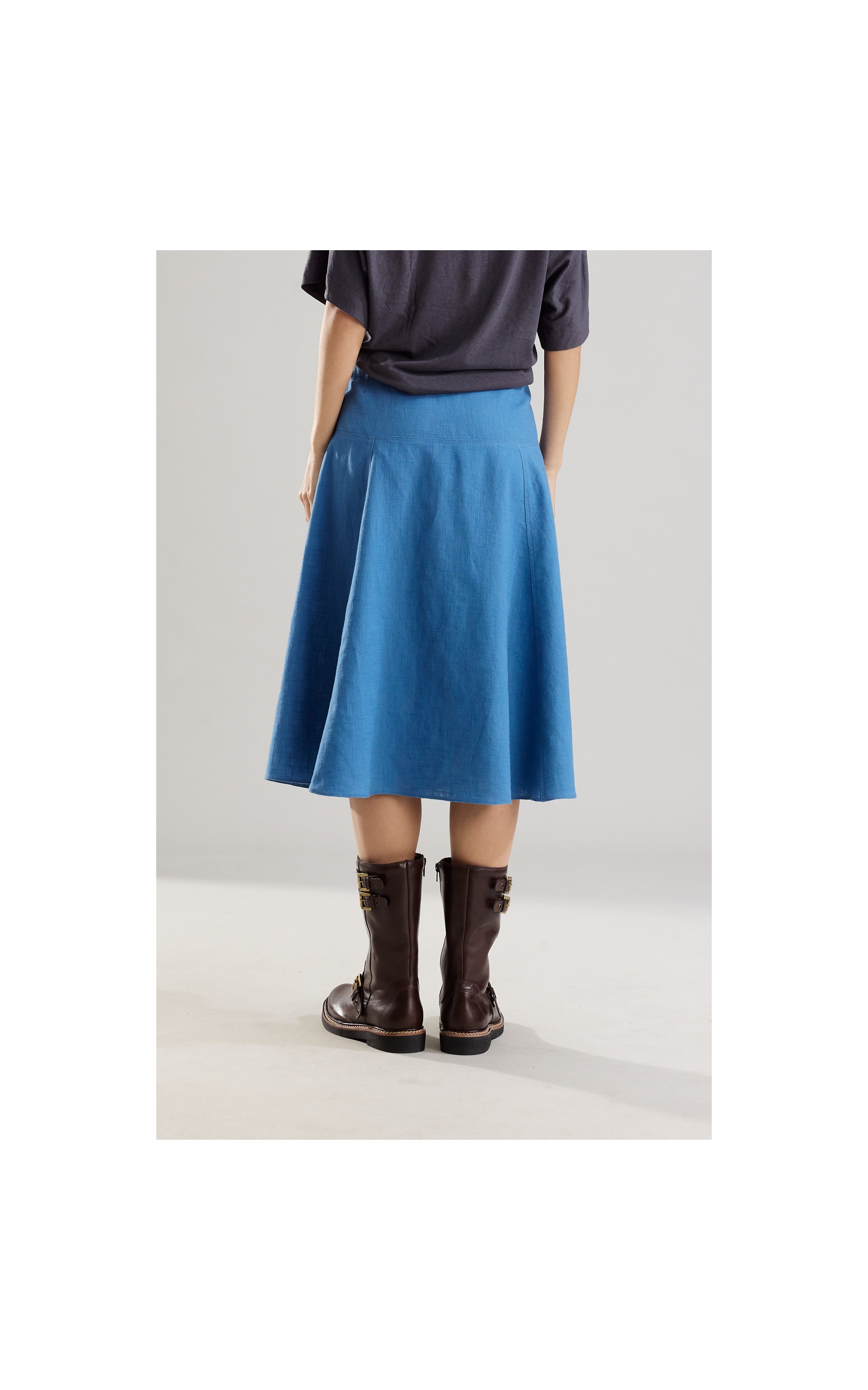 Saia Paola Ramie Blend Azul Jeans