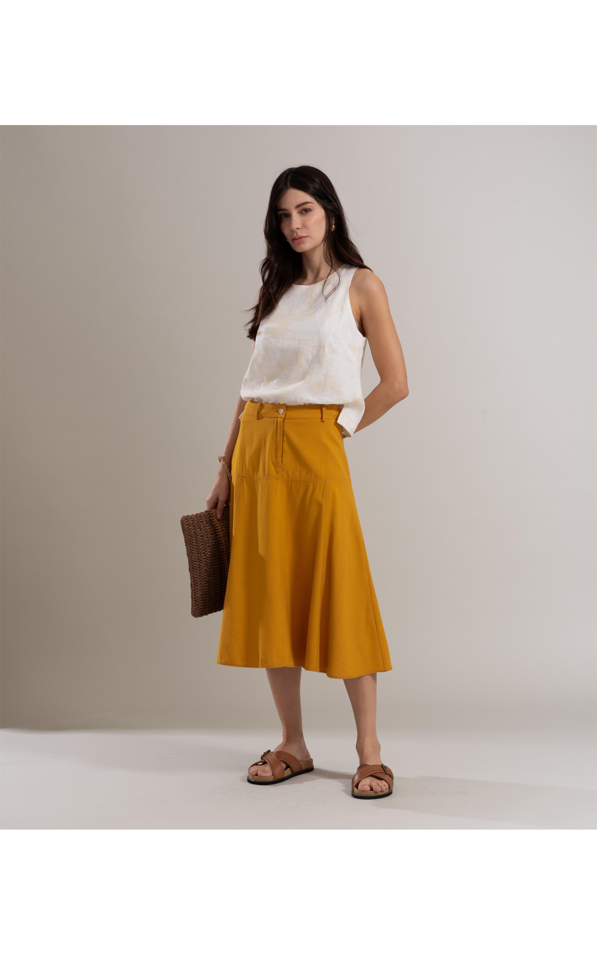 Saia Pilar Viscose Lisa Mostarda