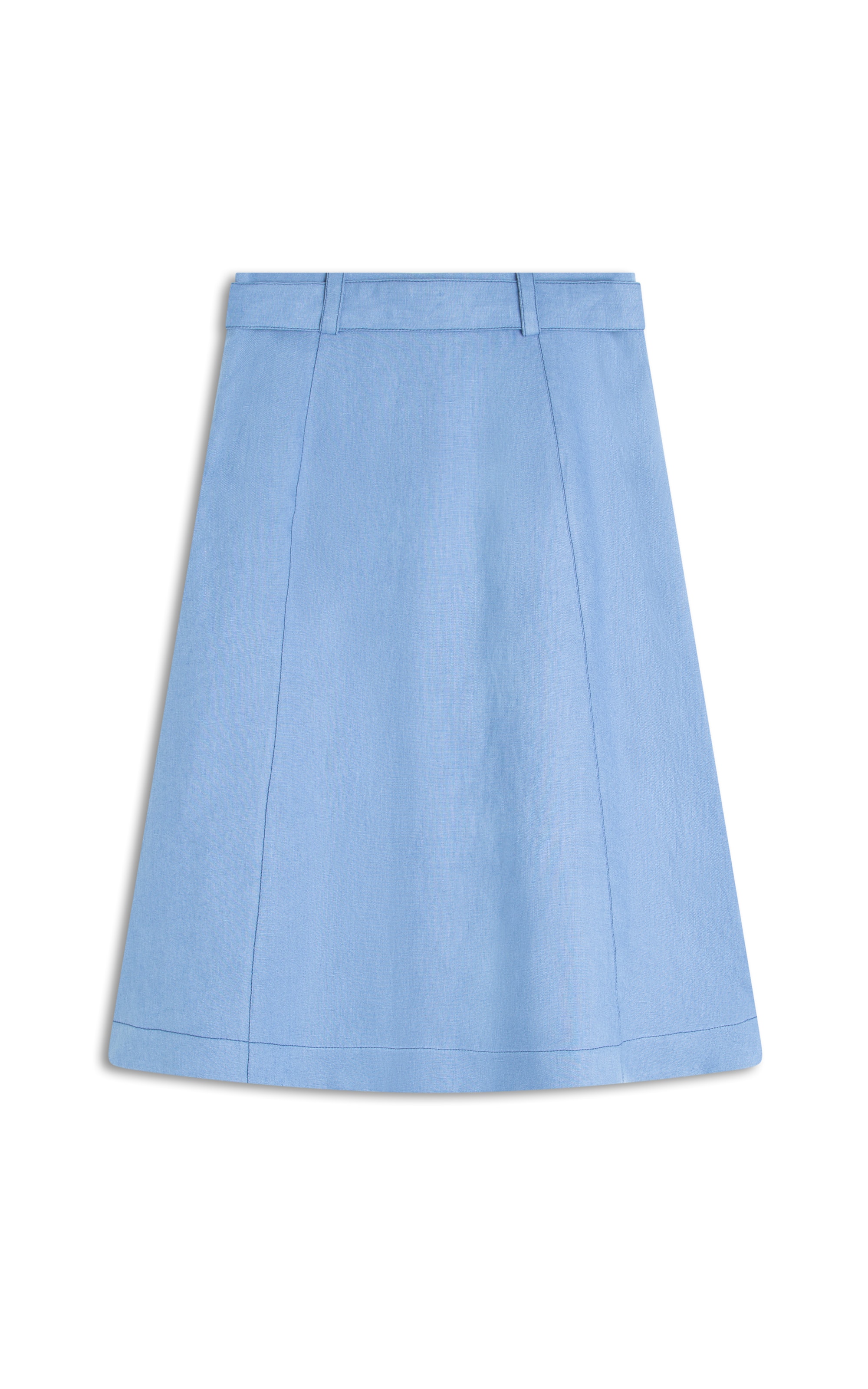 Saia  Puro Linho Ceci  Liso Azul Jeans