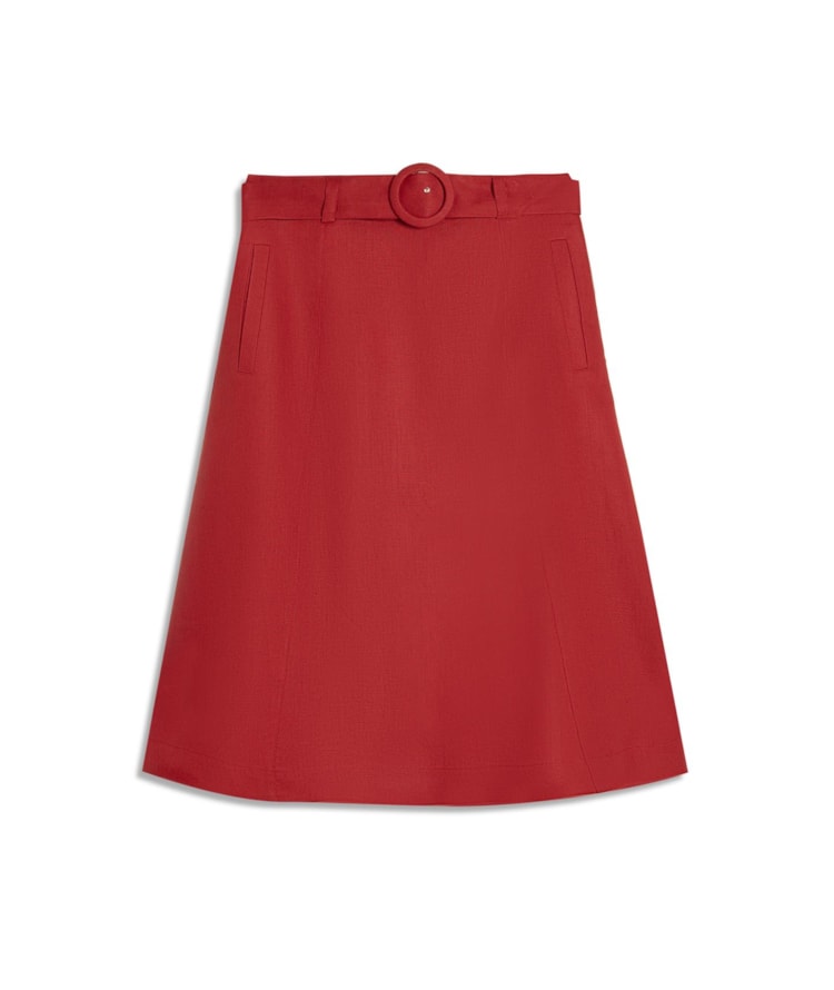 Saia Puro Linho Ceci  Liso Bordeaux