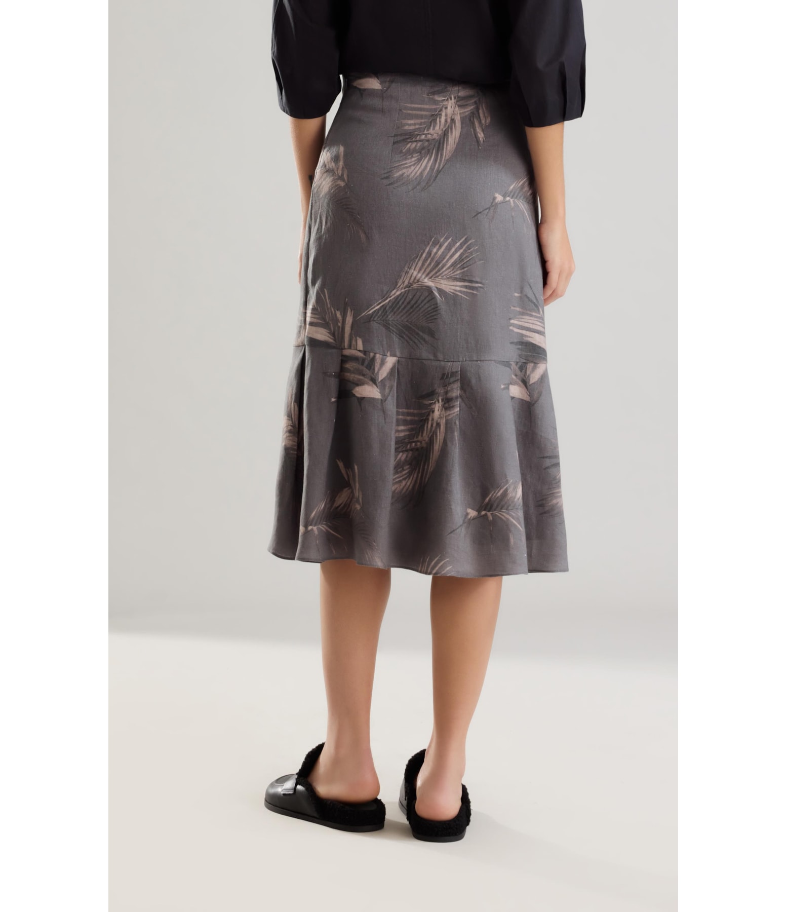 Saia Puro Linho Isis  Est. Marsala Grafite