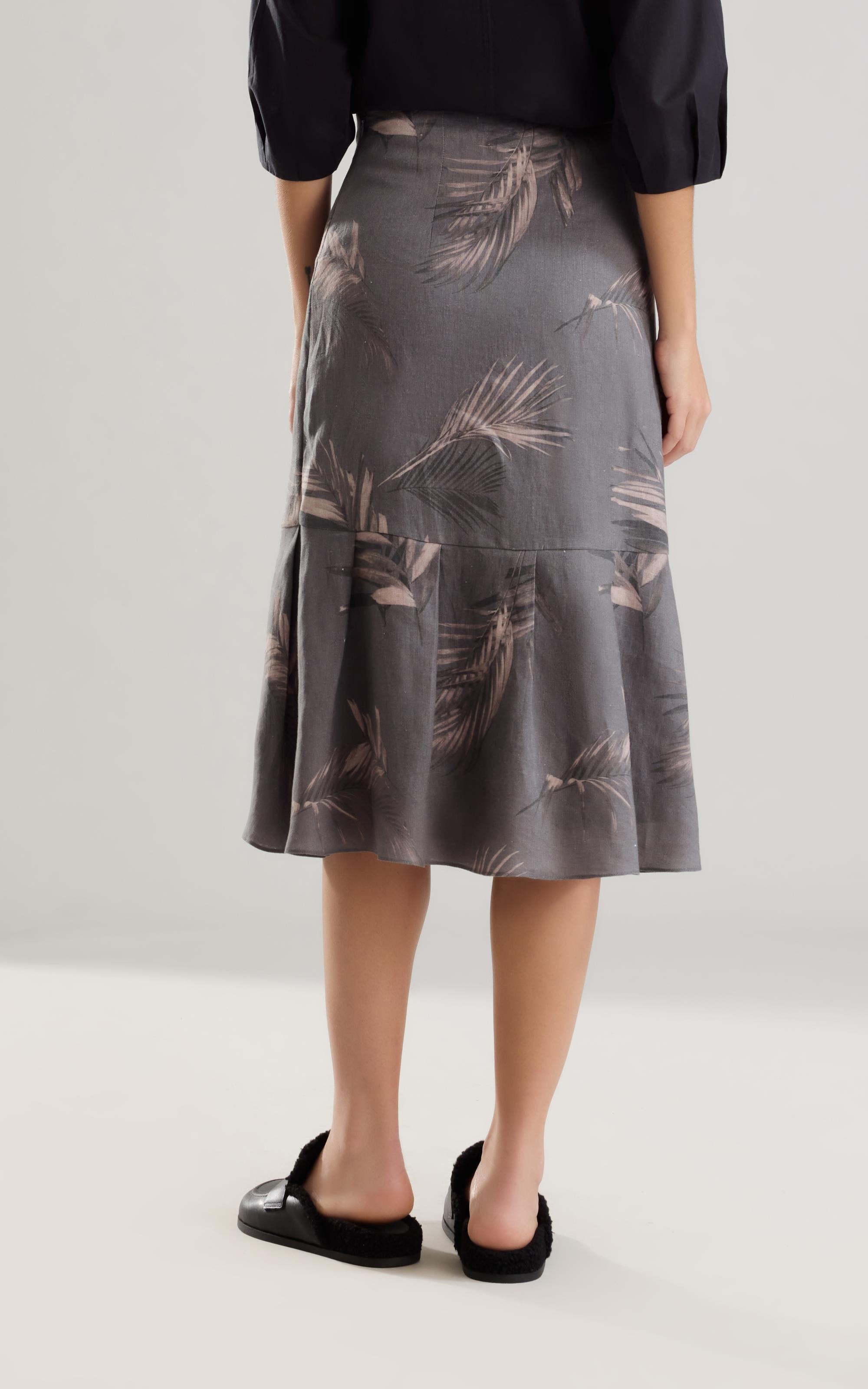 Saia Puro Linho Isis  Est. Marsala Grafite