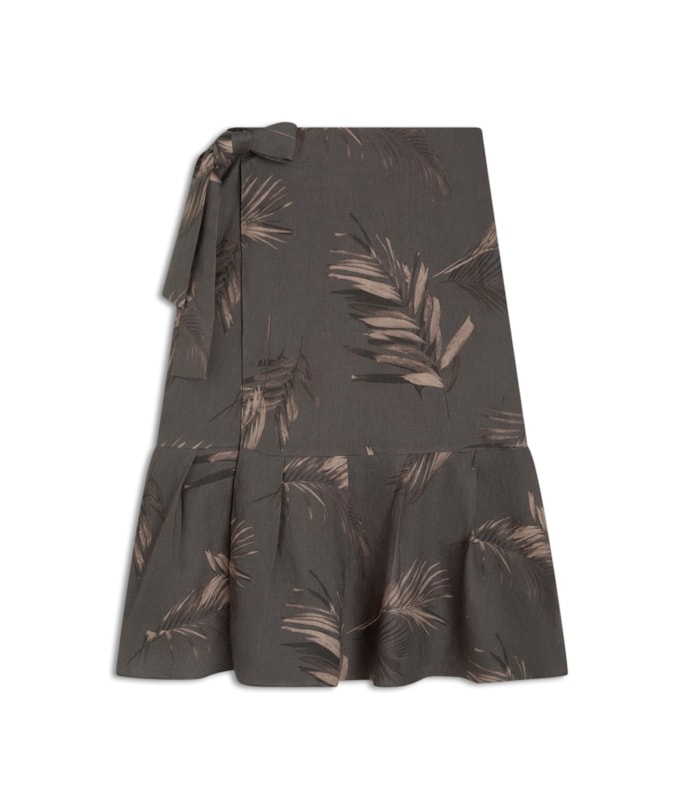 Saia Puro Linho Isis  Est. Marsala Grafite