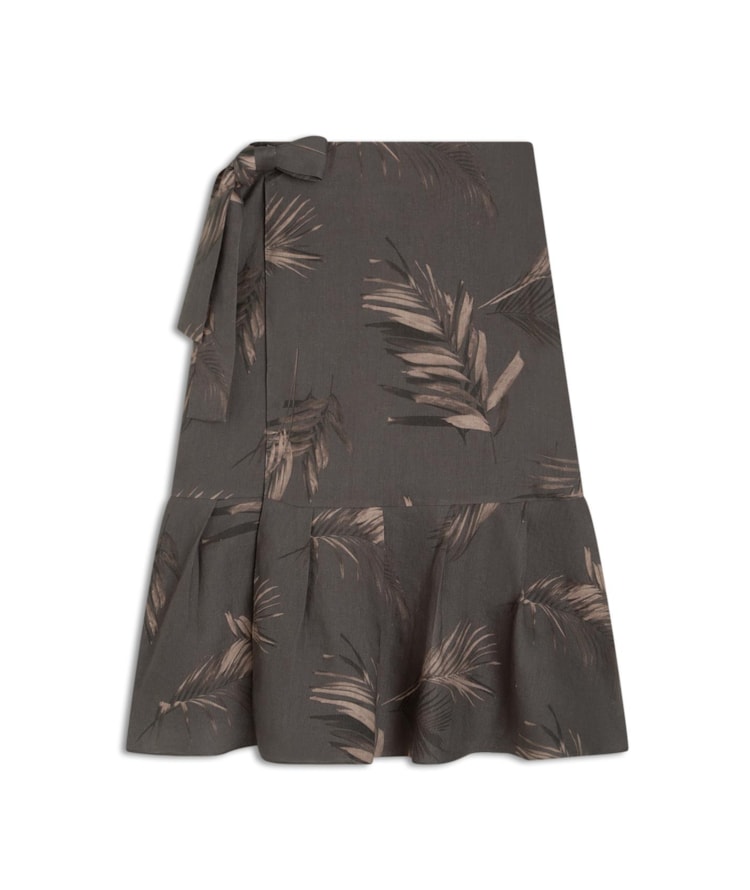 Saia Puro Linho Isis  Est. Marsala Grafite