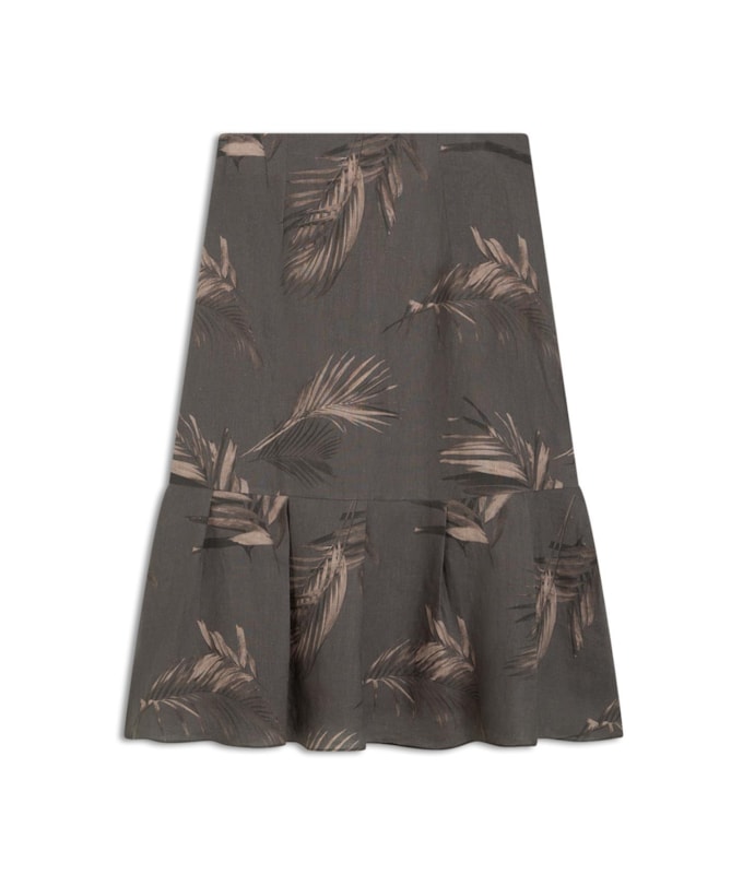 Saia Puro Linho Isis  Est. Marsala Grafite