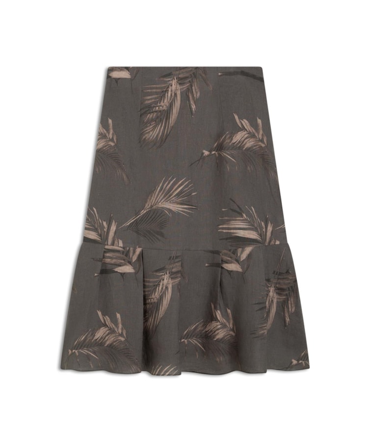 Saia Puro Linho Isis  Est. Marsala Grafite