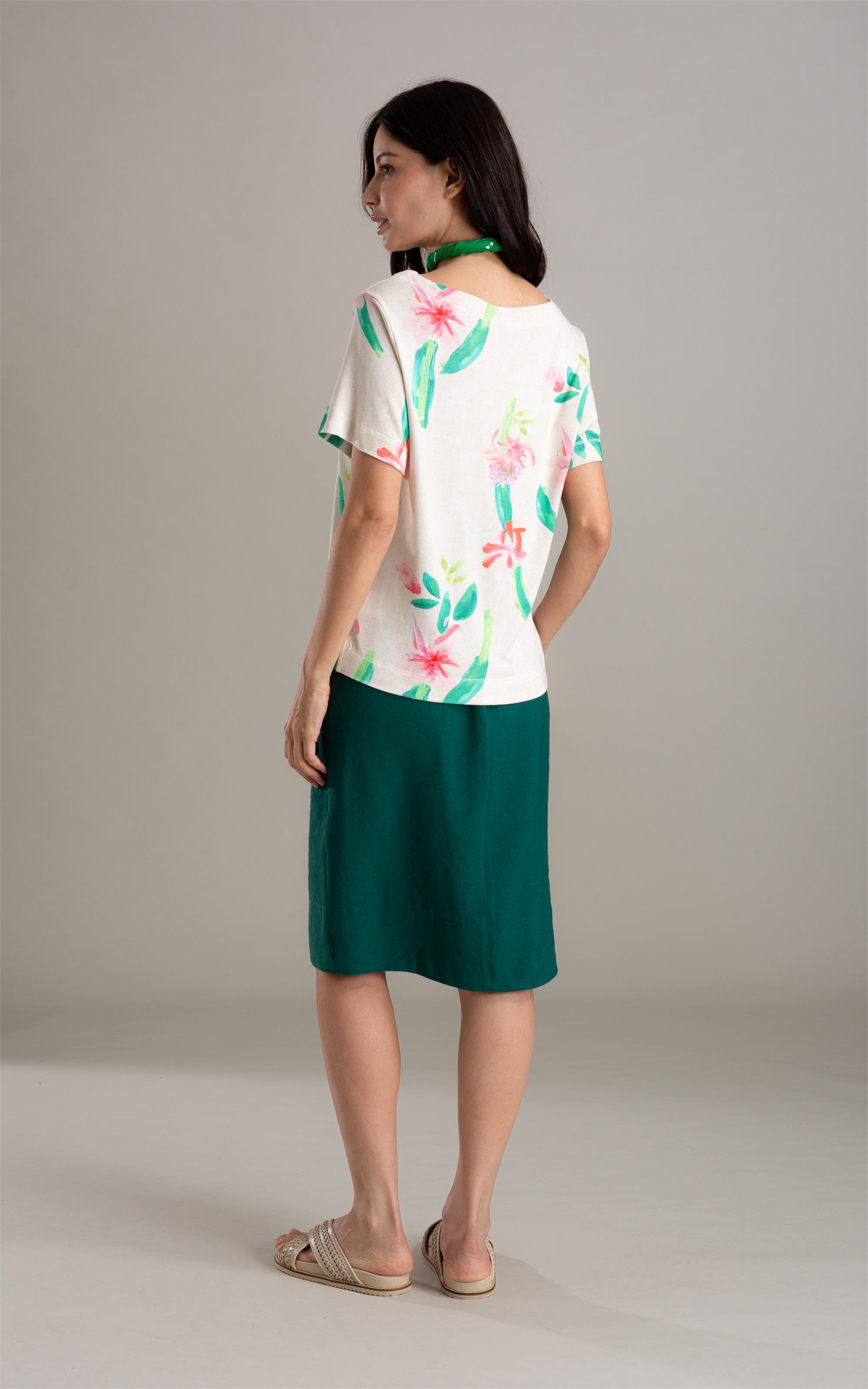 Saia Raya Linho Blend Liso Floresta