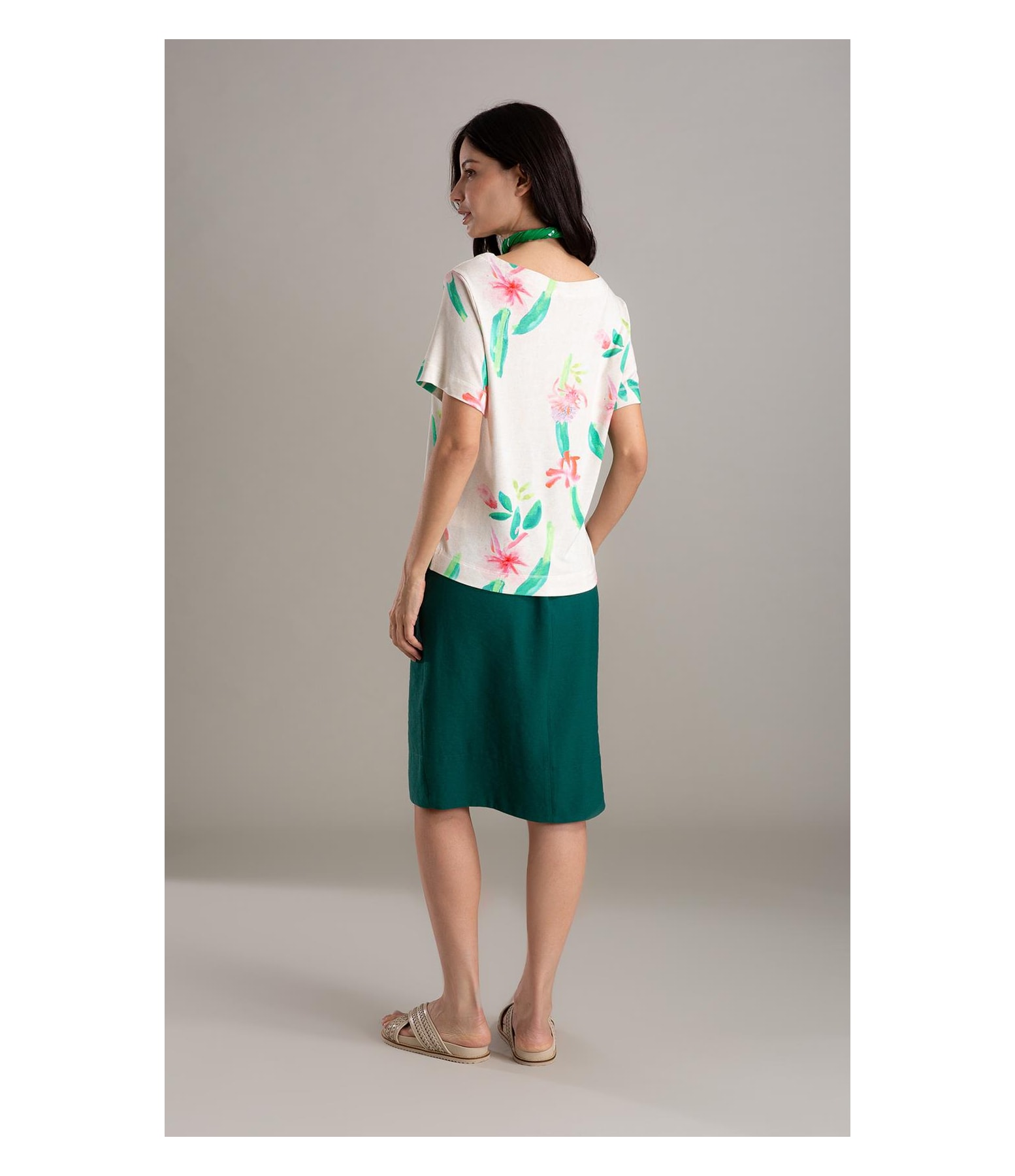 Saia Raya Linho Blend Liso Floresta