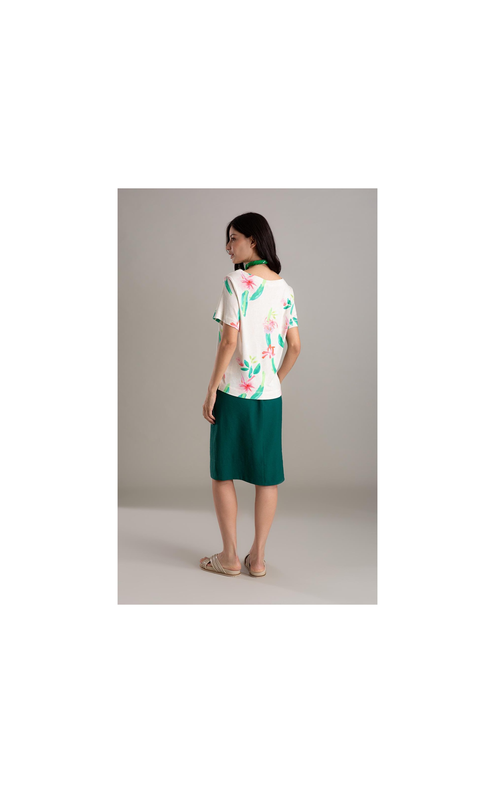 Saia Raya Linho Blend Liso Floresta