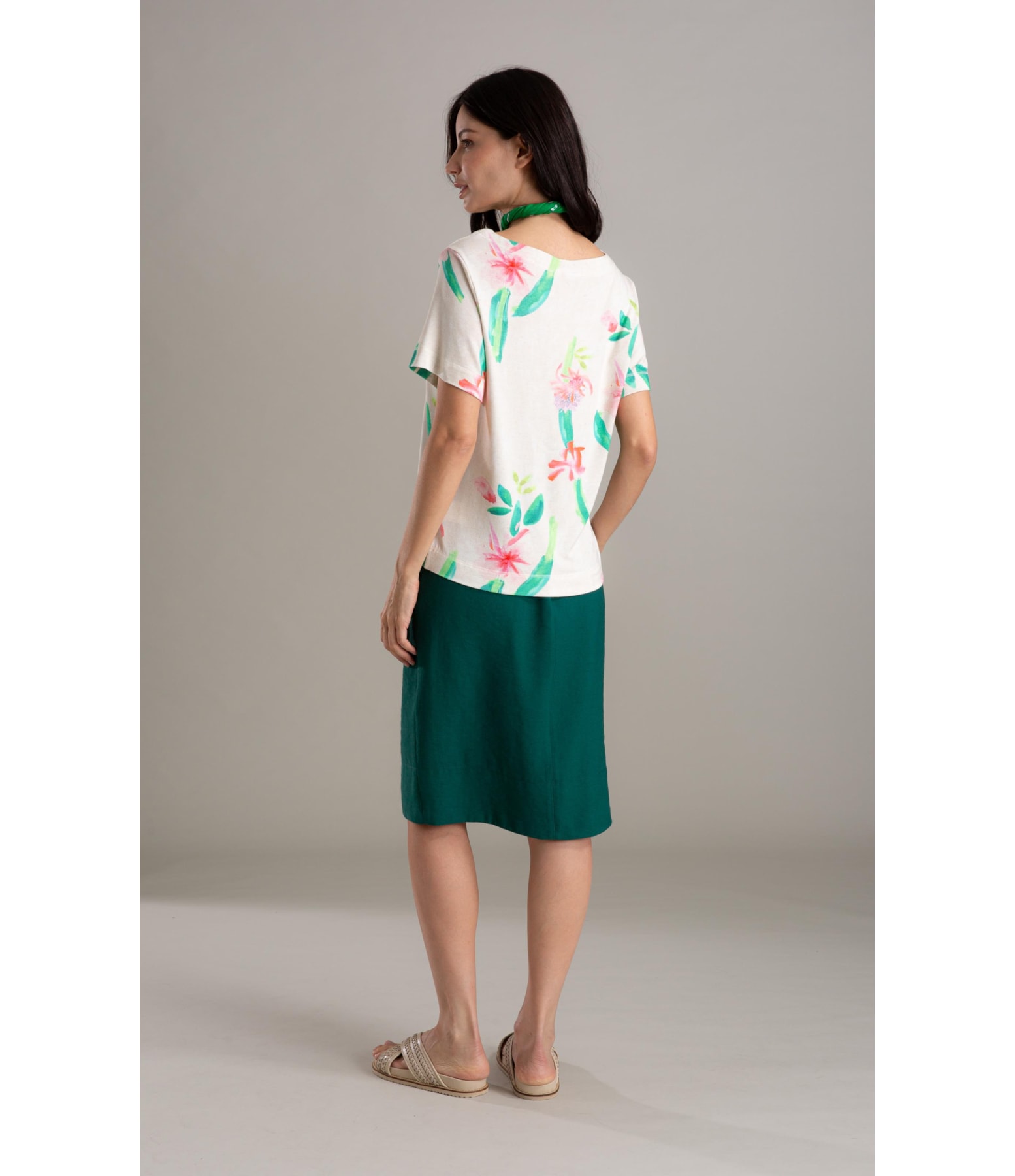 Saia Raya Linho Blend Liso Floresta