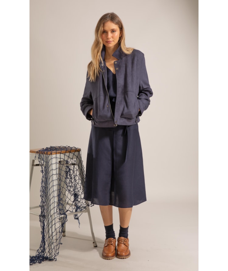 Saia Roma Lb Liso Dark Navy