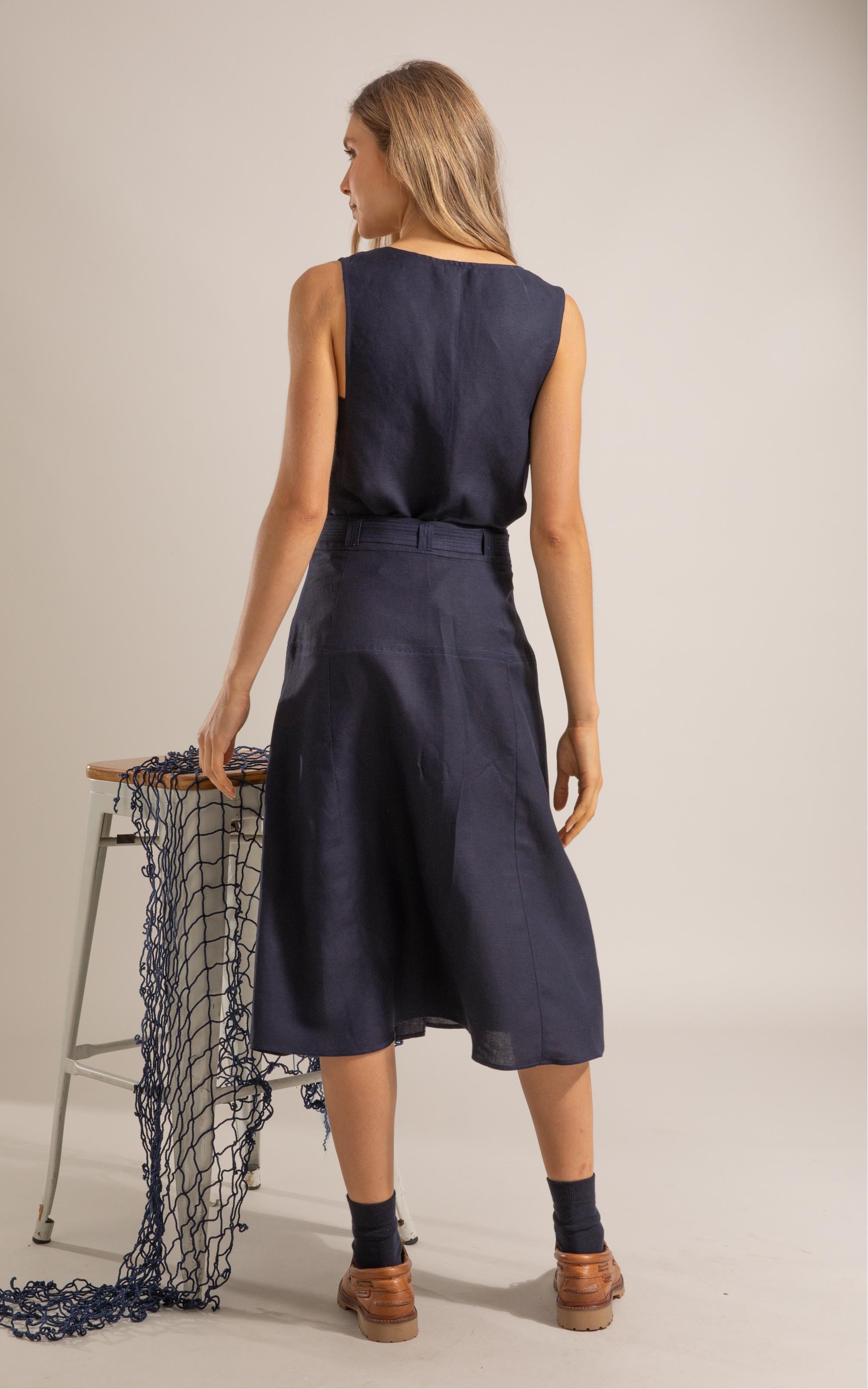 Saia Roma Lb Liso Dark Navy