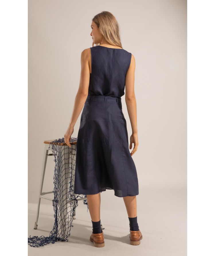 Saia Roma Lb Liso Dark Navy
