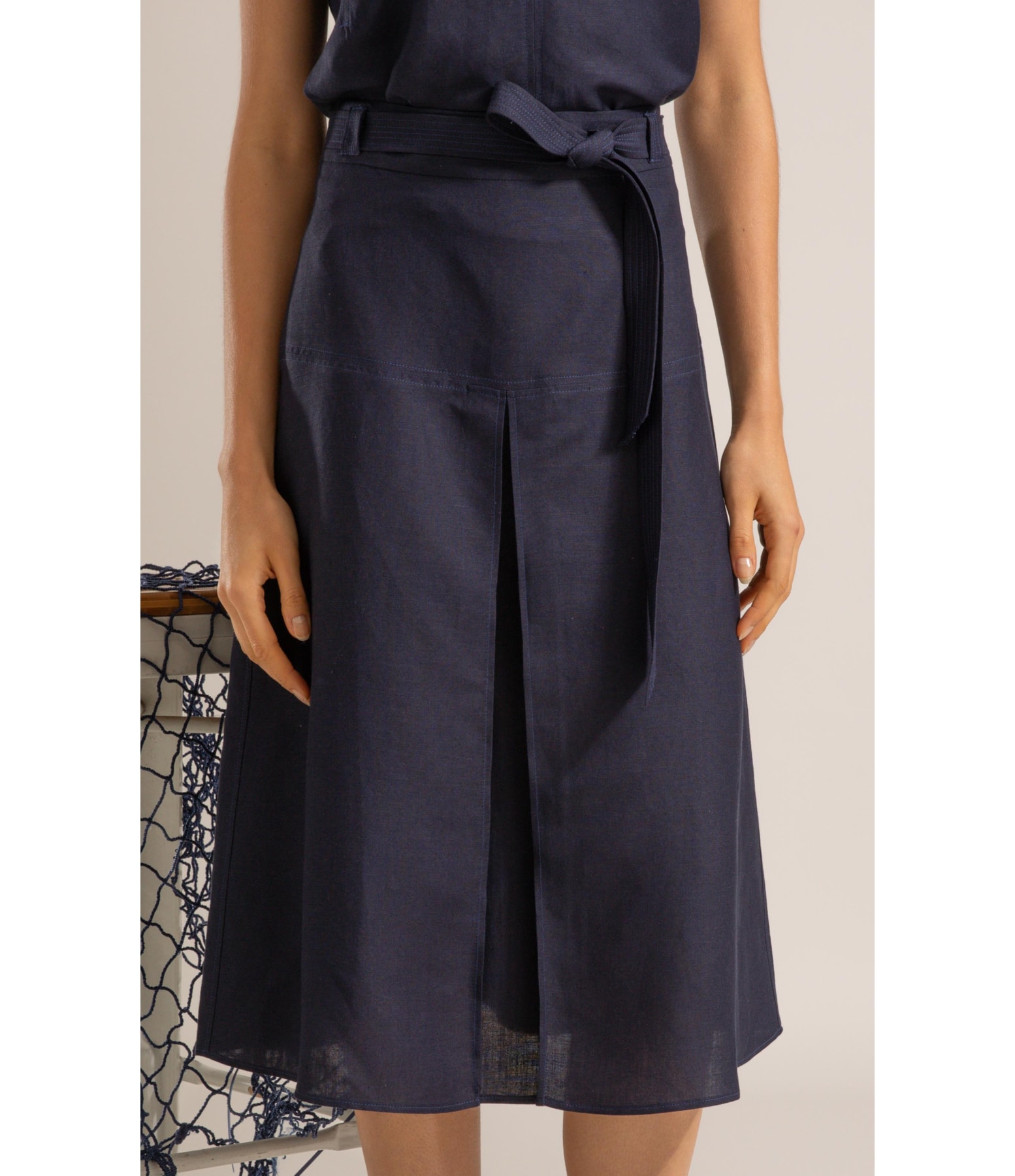 Saia Roma Lb Liso Dark Navy