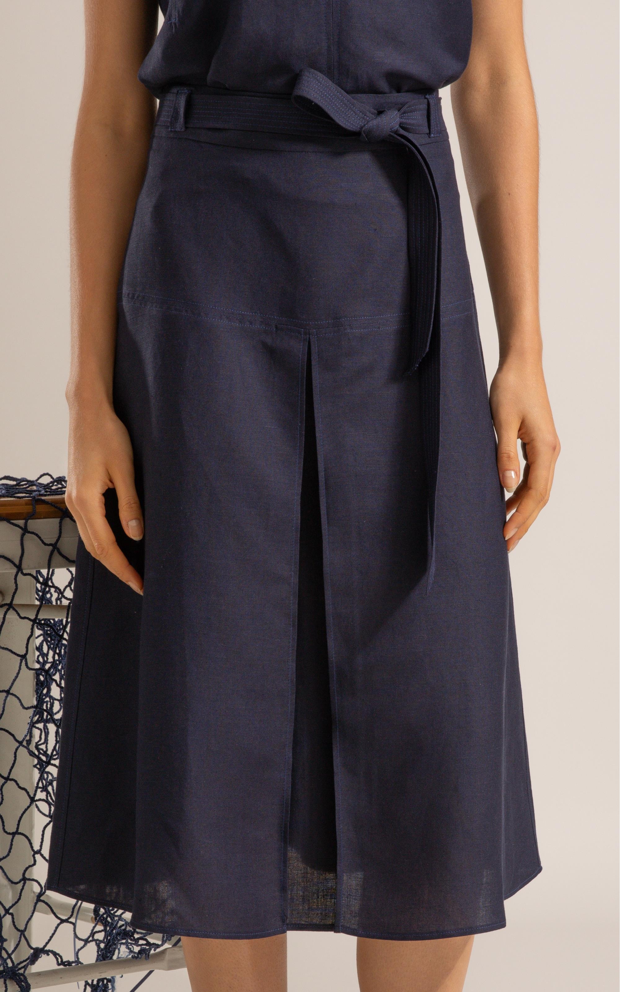 Saia Roma Lb Liso Dark Navy