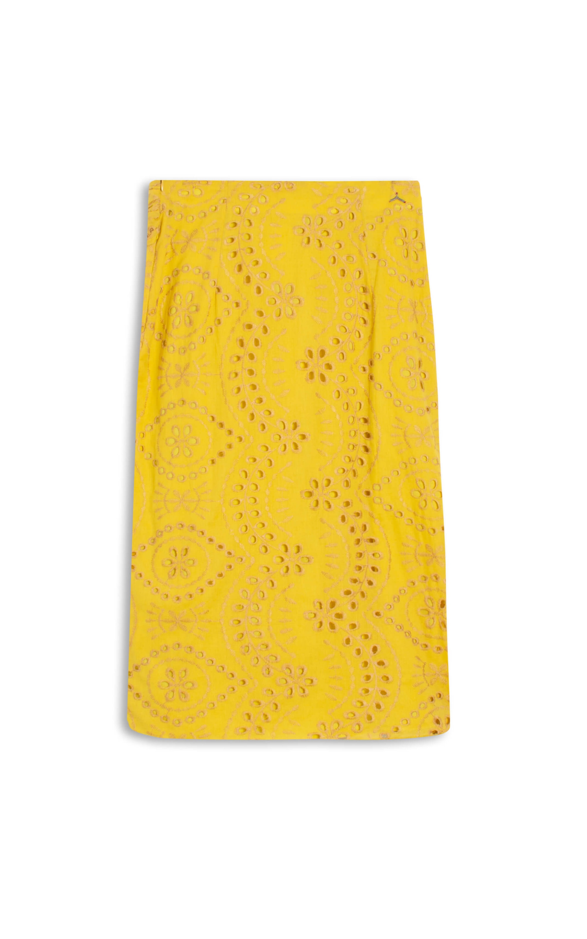 Saia Savana Algodao Bordado Mostarda