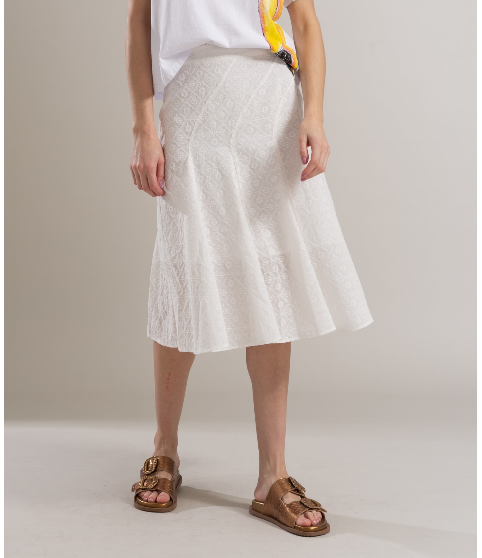 Saia Talía Algodão Bordado Off White