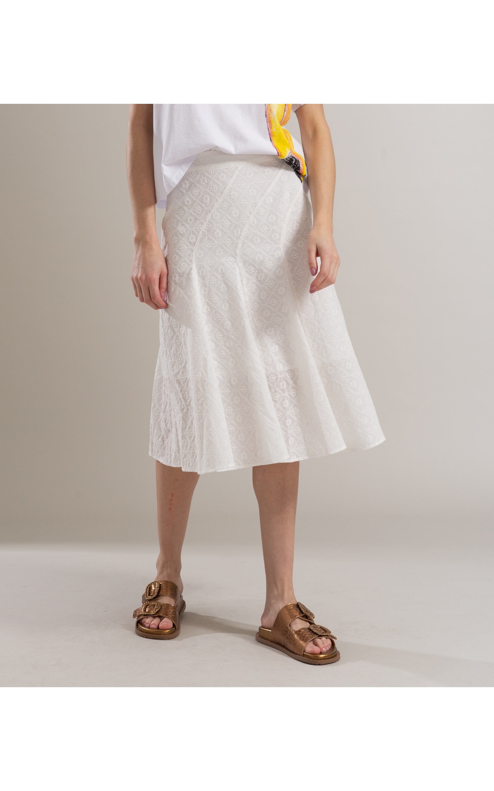 Saia Talía Algodão Bordado Off White