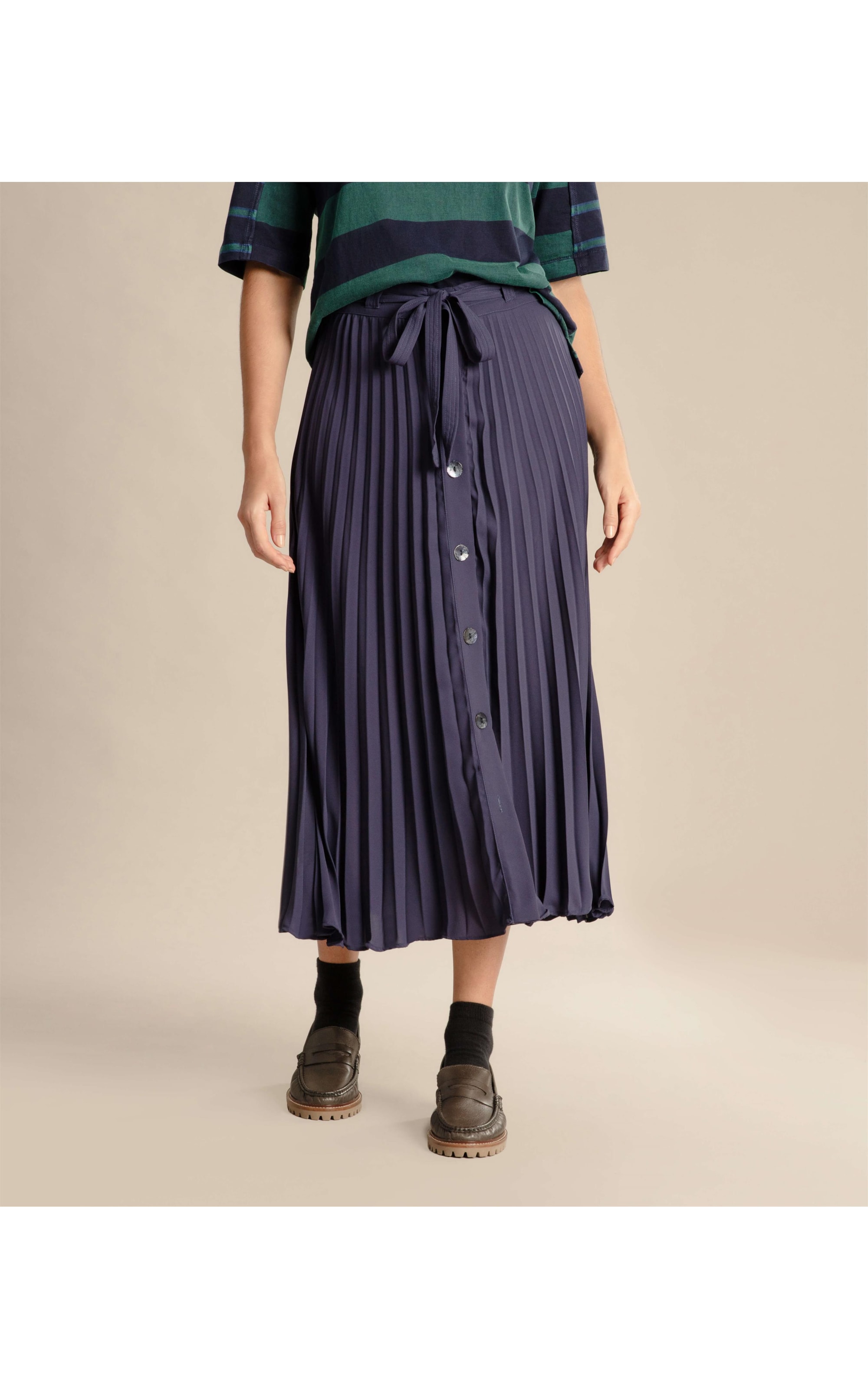 Saia Vera Plissada Lisa Dark Navy