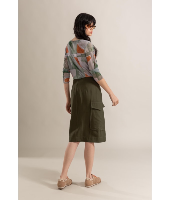 Saia Verona Lb Liso Verde Army