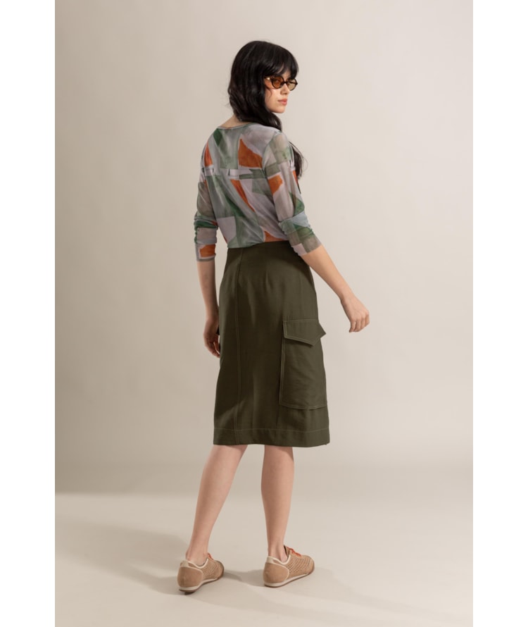 Saia Verona Lb Liso Verde Army