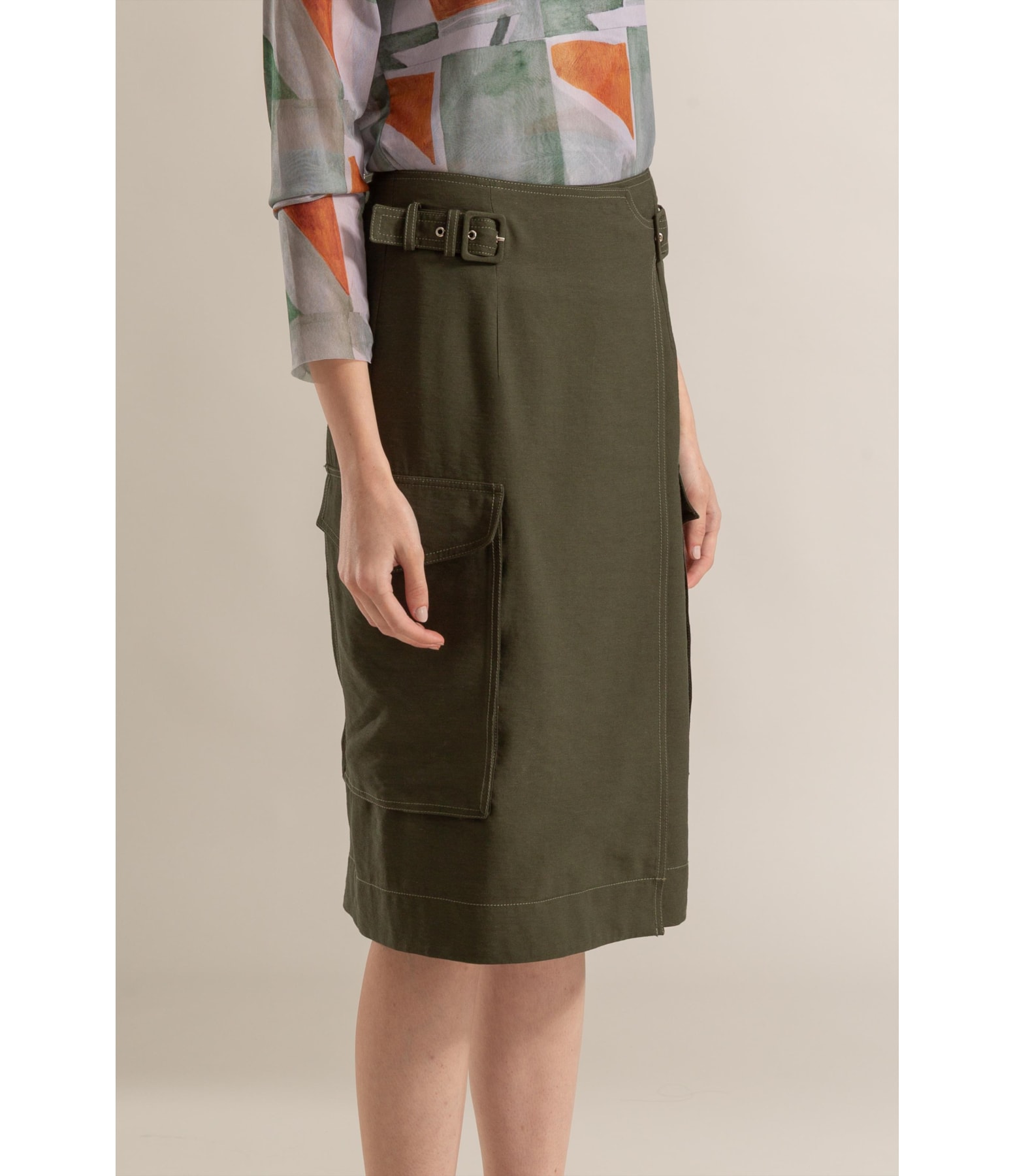 Saia Verona Lb Liso Verde Army