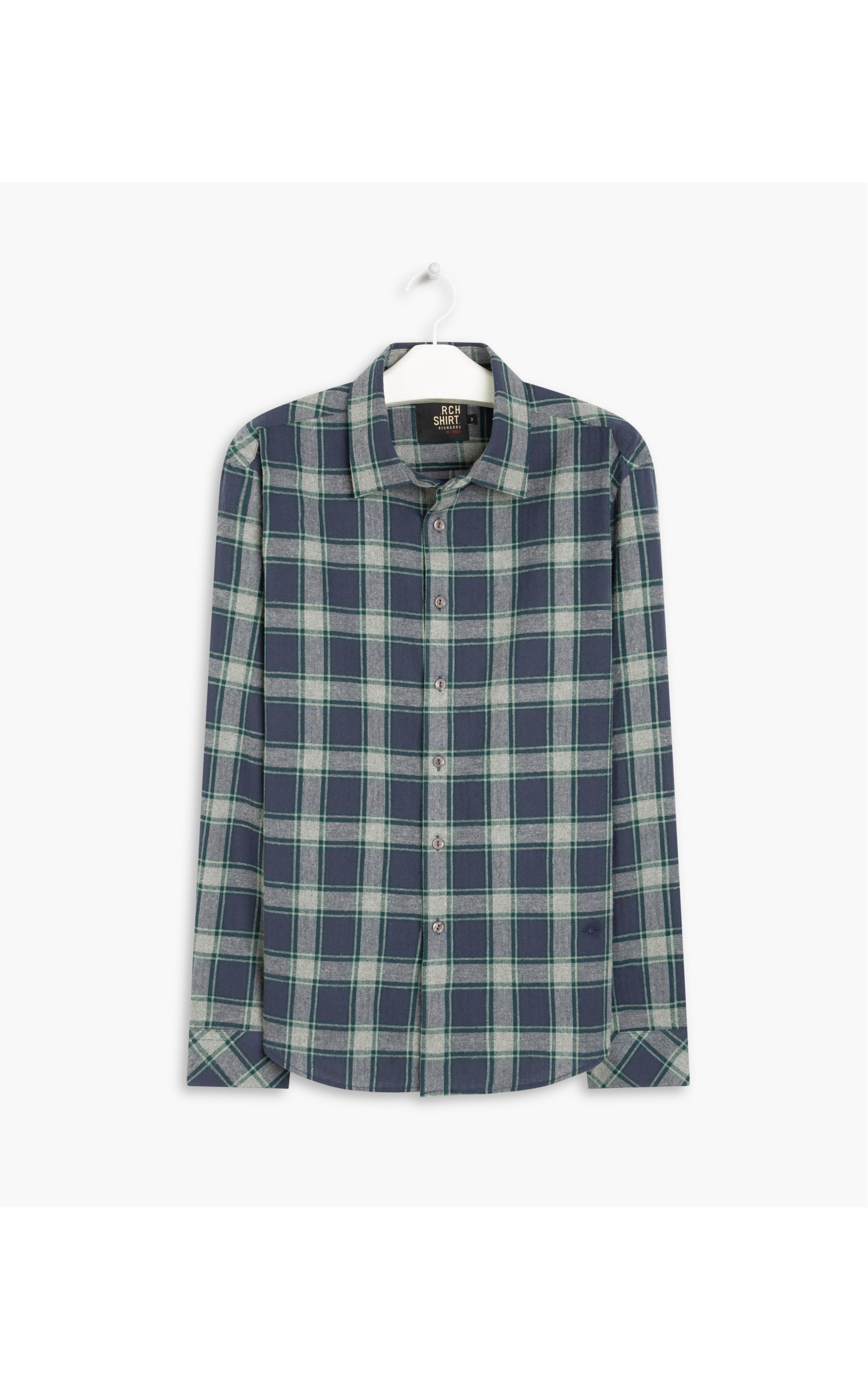 Shirt Flannel Chess Ml Dark Navy