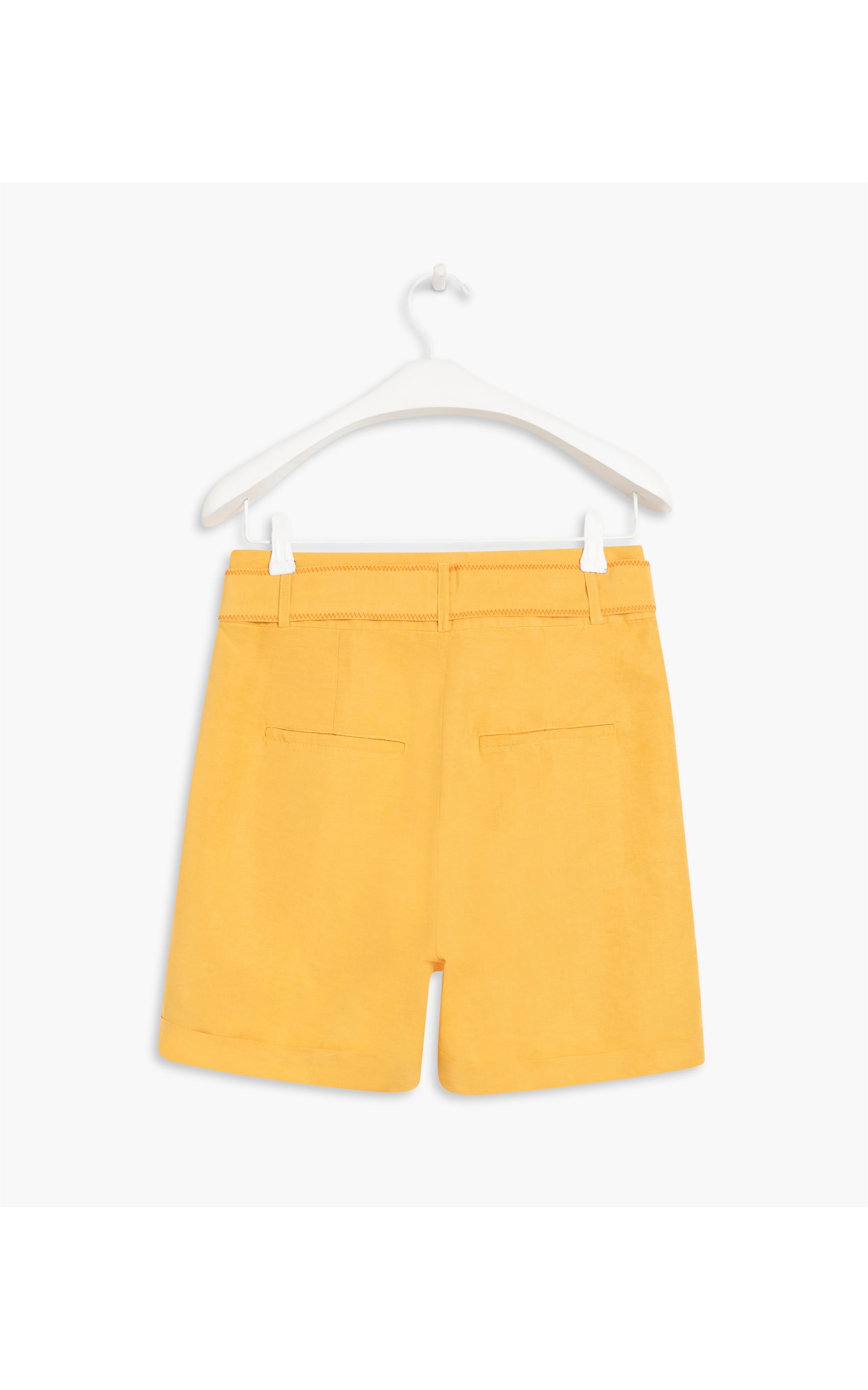 Short Gael Linho Blend Liso Amarelo Limão