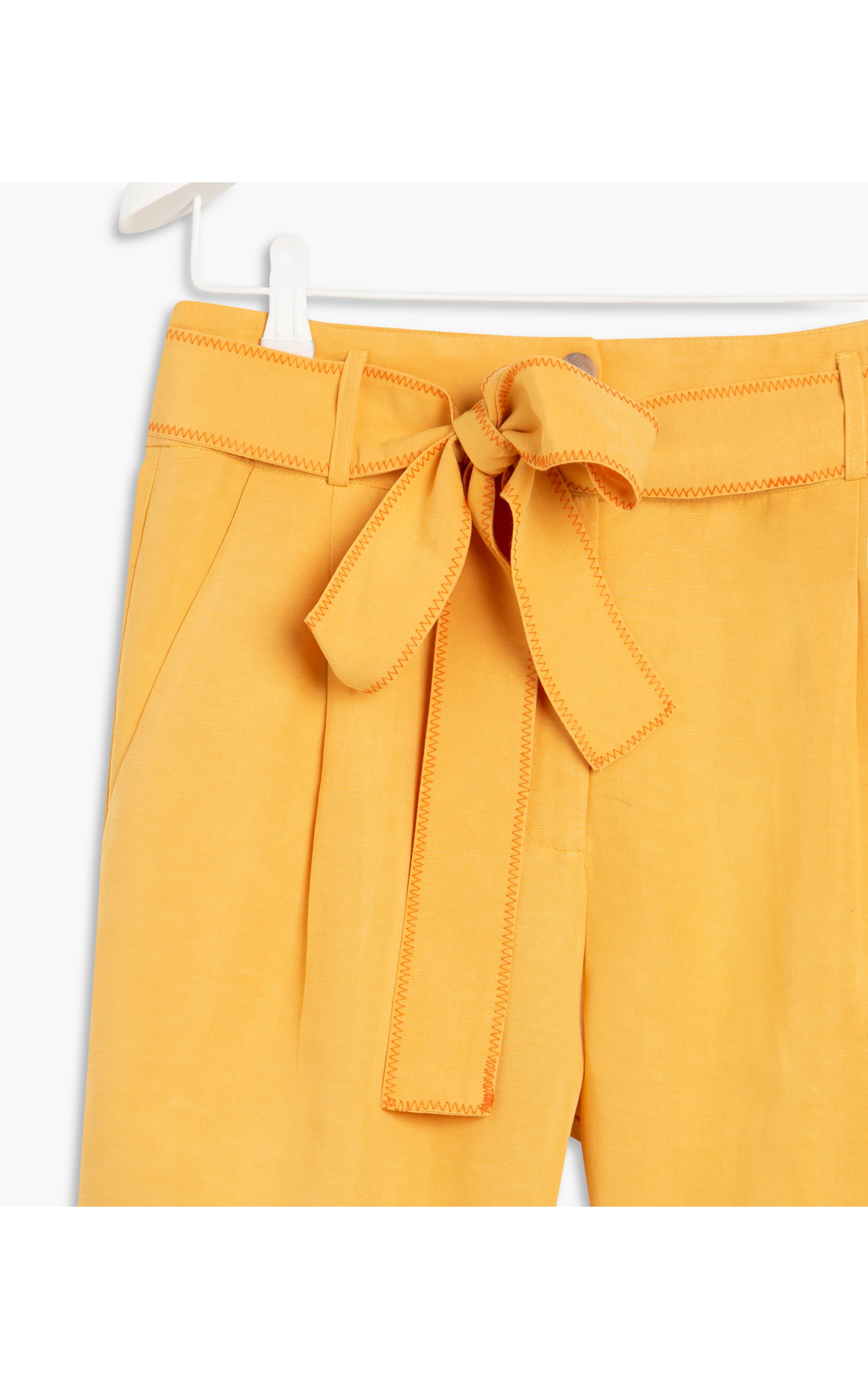 Short Gael Linho Blend Liso Amarelo Limão