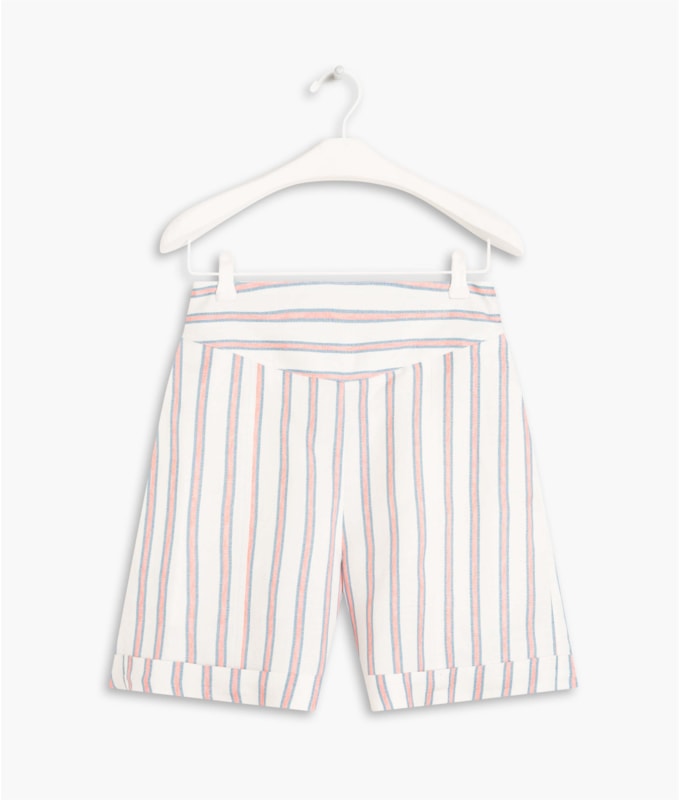 Short Linho  Bali Striped Coral