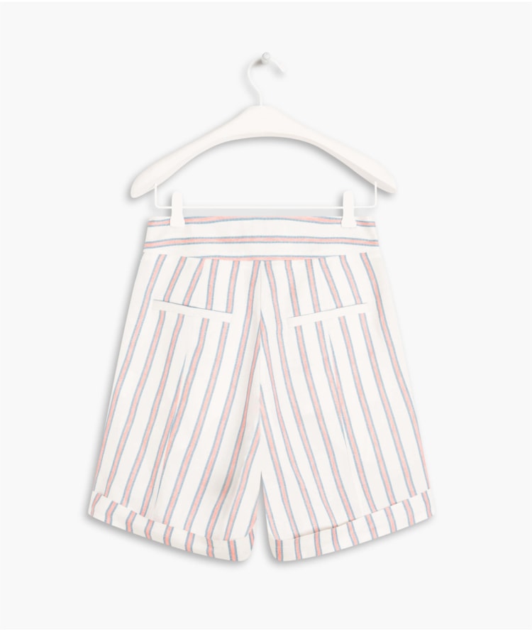 Short Linho  Bali Striped Coral