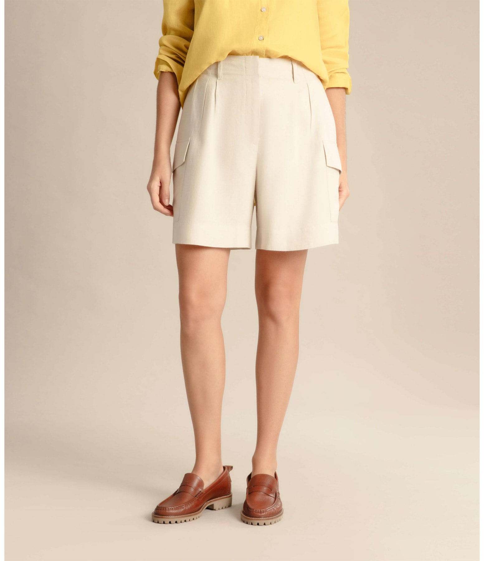 Short Linho  Dorian Camel