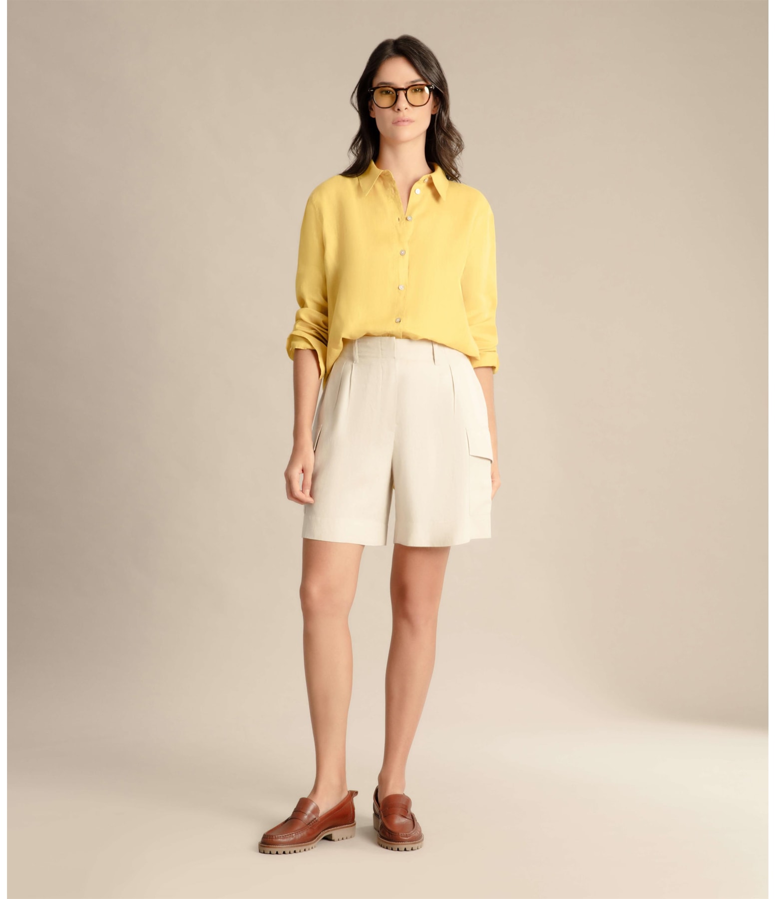 Short Linho  Dorian Camel