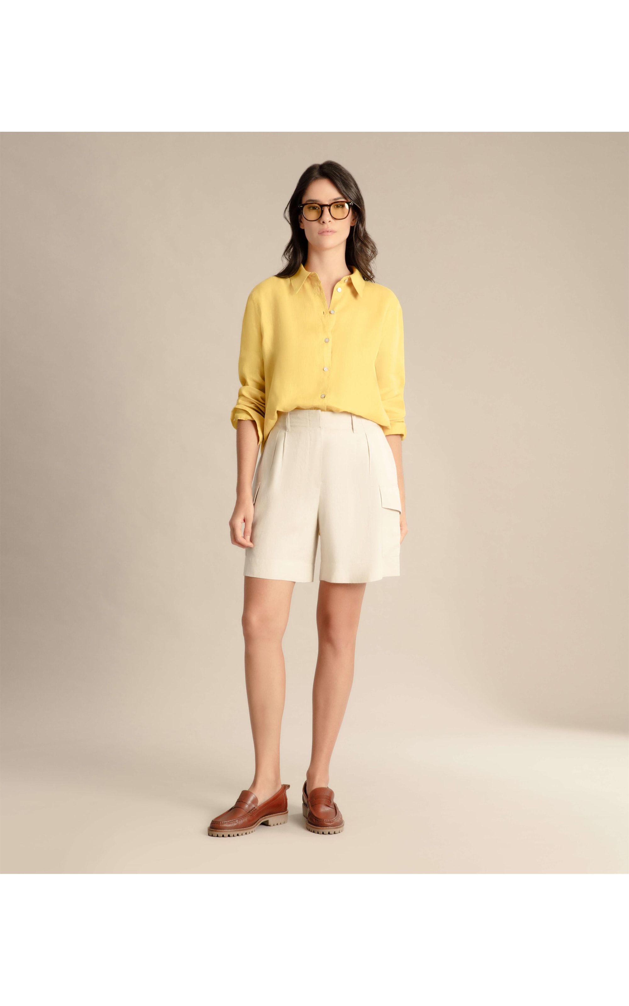 Short Linho  Dorian Camel